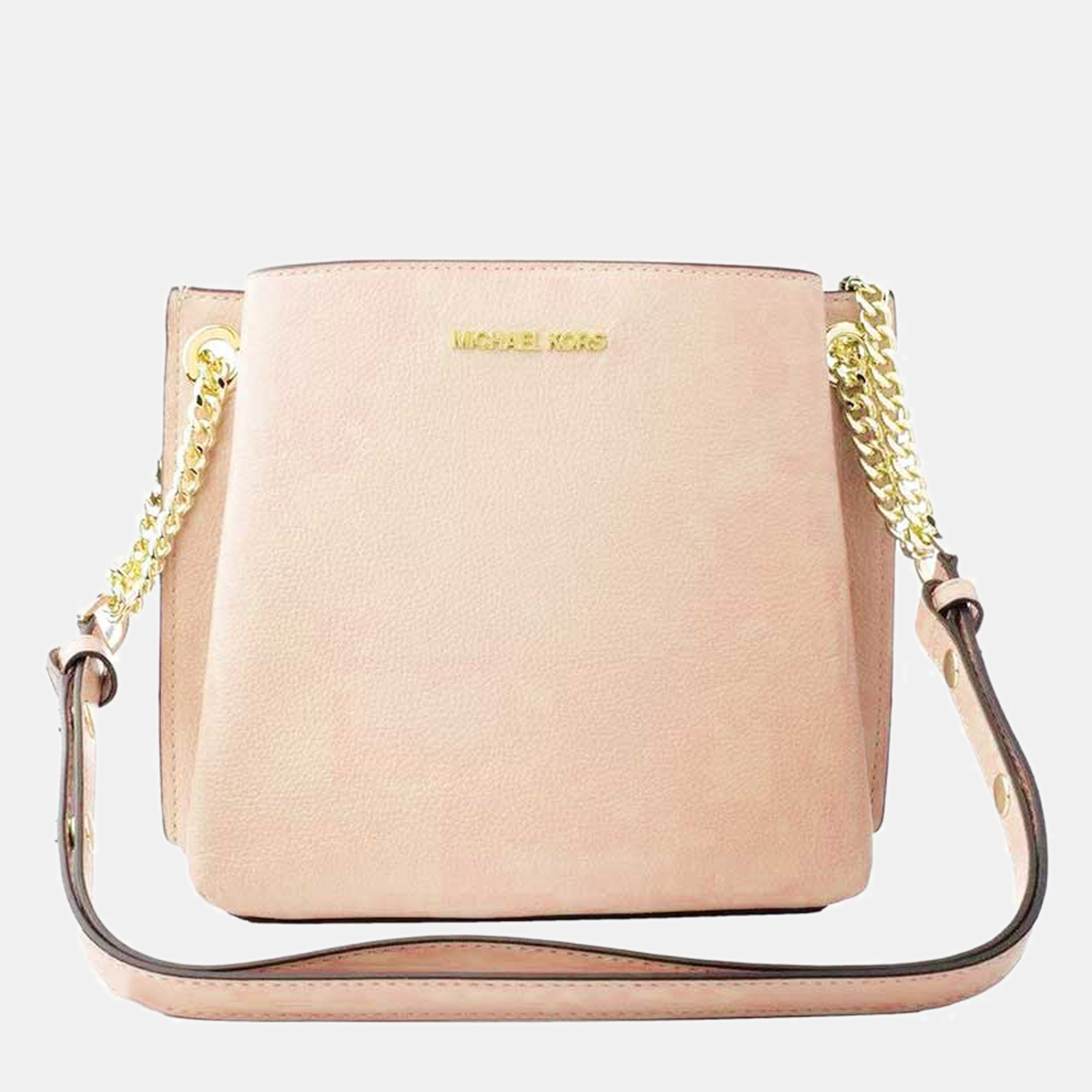 Pre-owned Michael Kors Powder Blush Leather Small Teagan Crossbody Bag In Pink