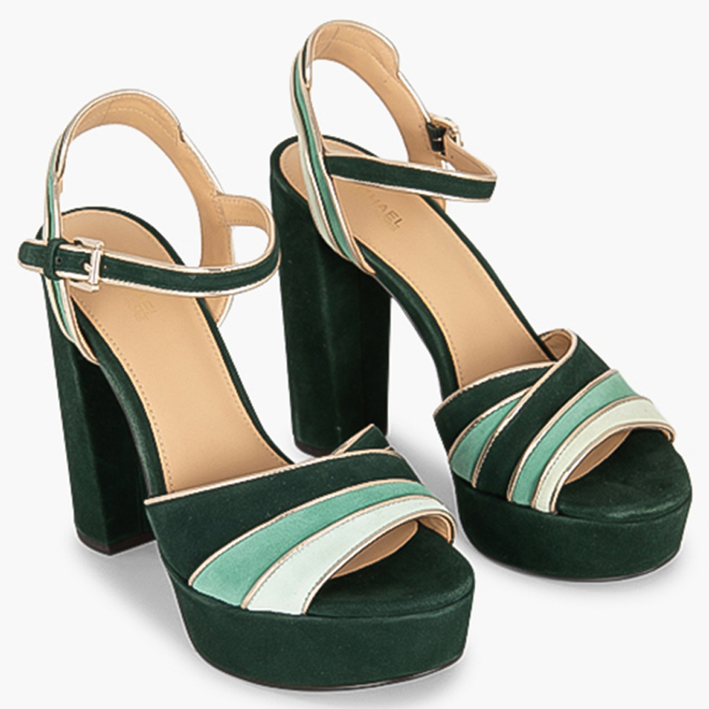 

Michael Kors Green Suede Harper Platform Sandals Size EU