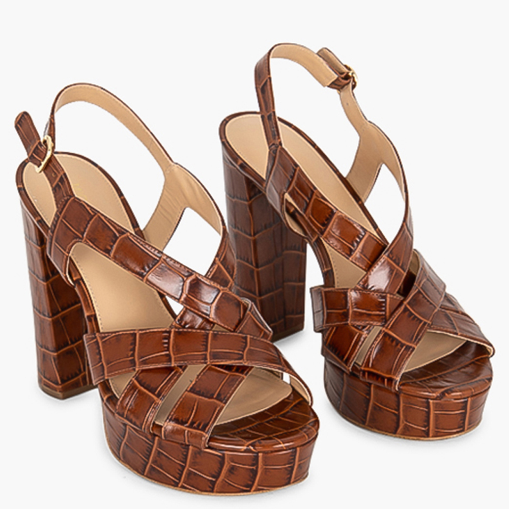 

Michael Kors Brown Leather Audrina Platform Heel Sandals Size EU  (Available for UAE Customers only