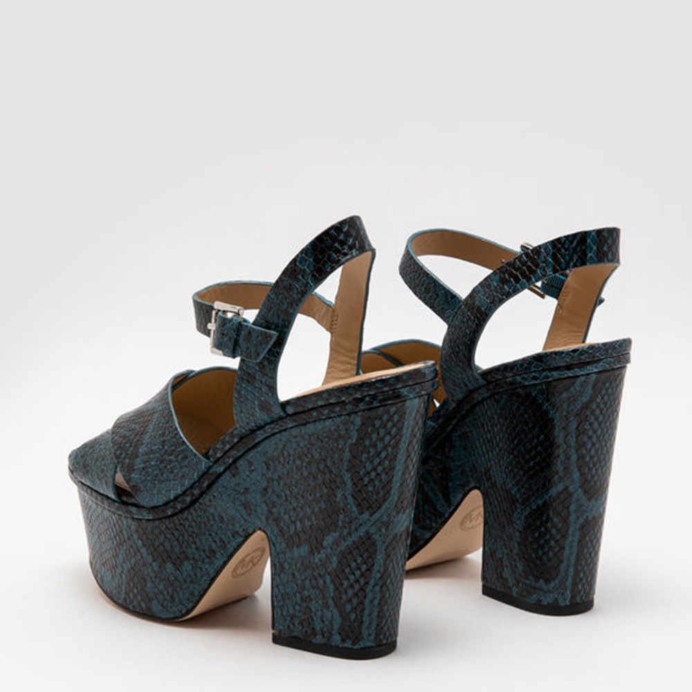 

Michael Kors Blue Snakeskin Embossed Leather Platform Sandals Size EU