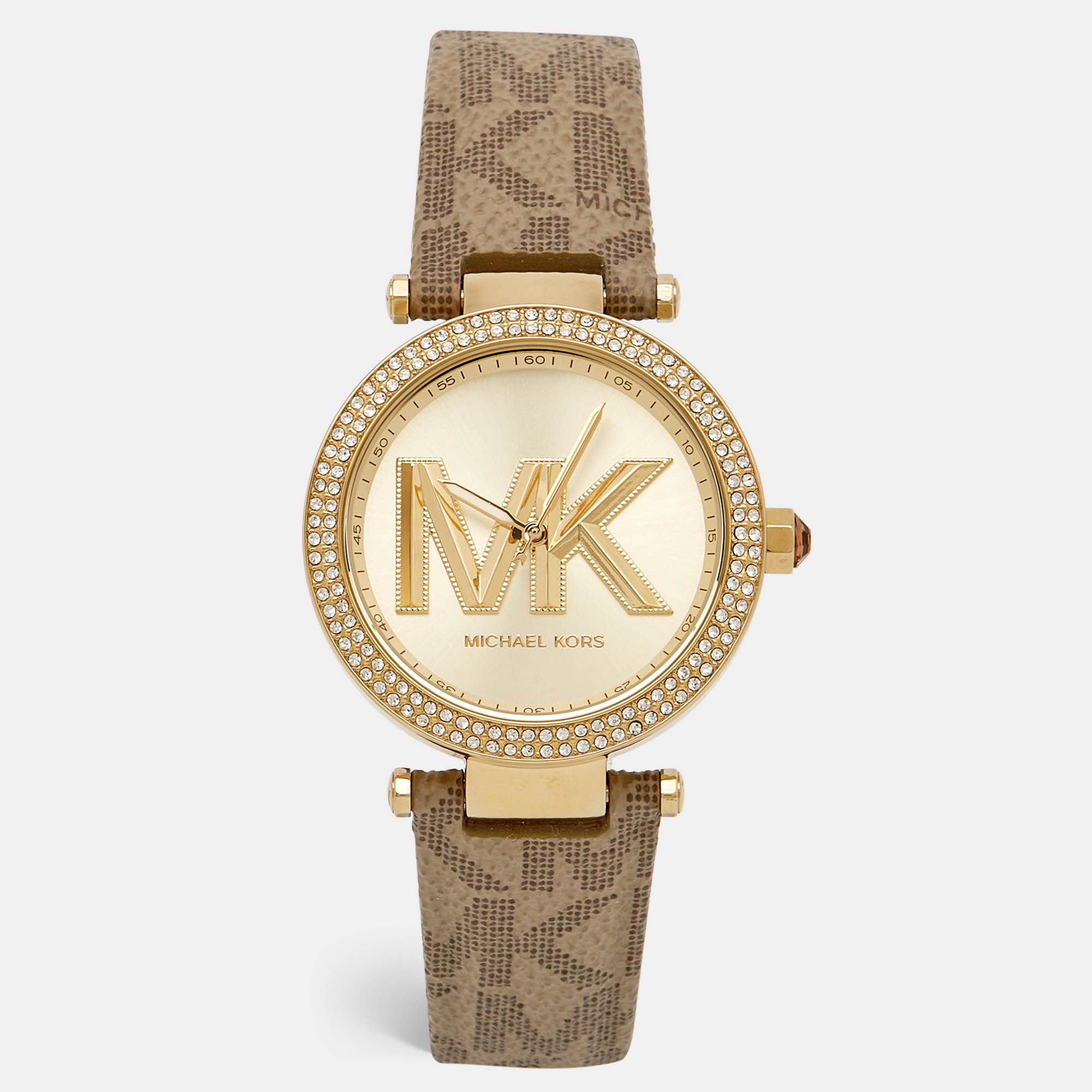 

Michael Kors Champagne Gold Tone Stainless Steel PVC Parker MK2973 Women's Wristwatch, Brown