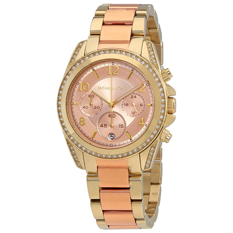 

Michael Kors Two Tone Gold Plated Steel Blair MK6316 Women's Wristwatch, Pink