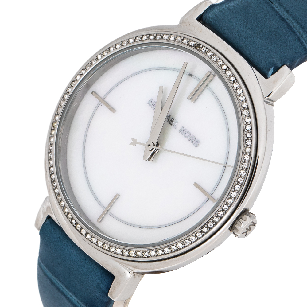 

Michael Kors Mother Of Pearl Stainless Steel Leather Cinthia MK2661 Women's Wristwatch, Blue