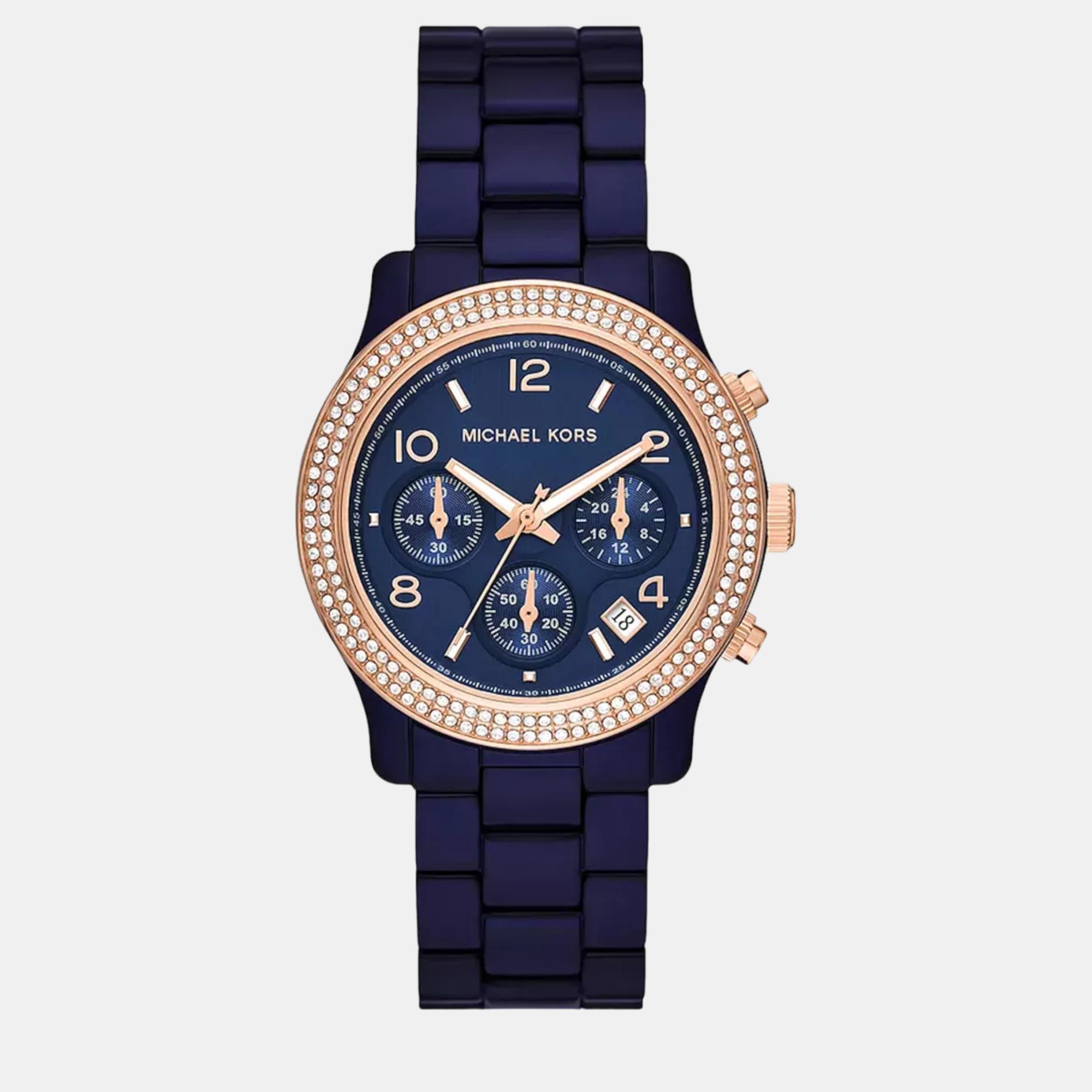Pre-owned Michael Kors Dark Blue Stainless Steel Watch