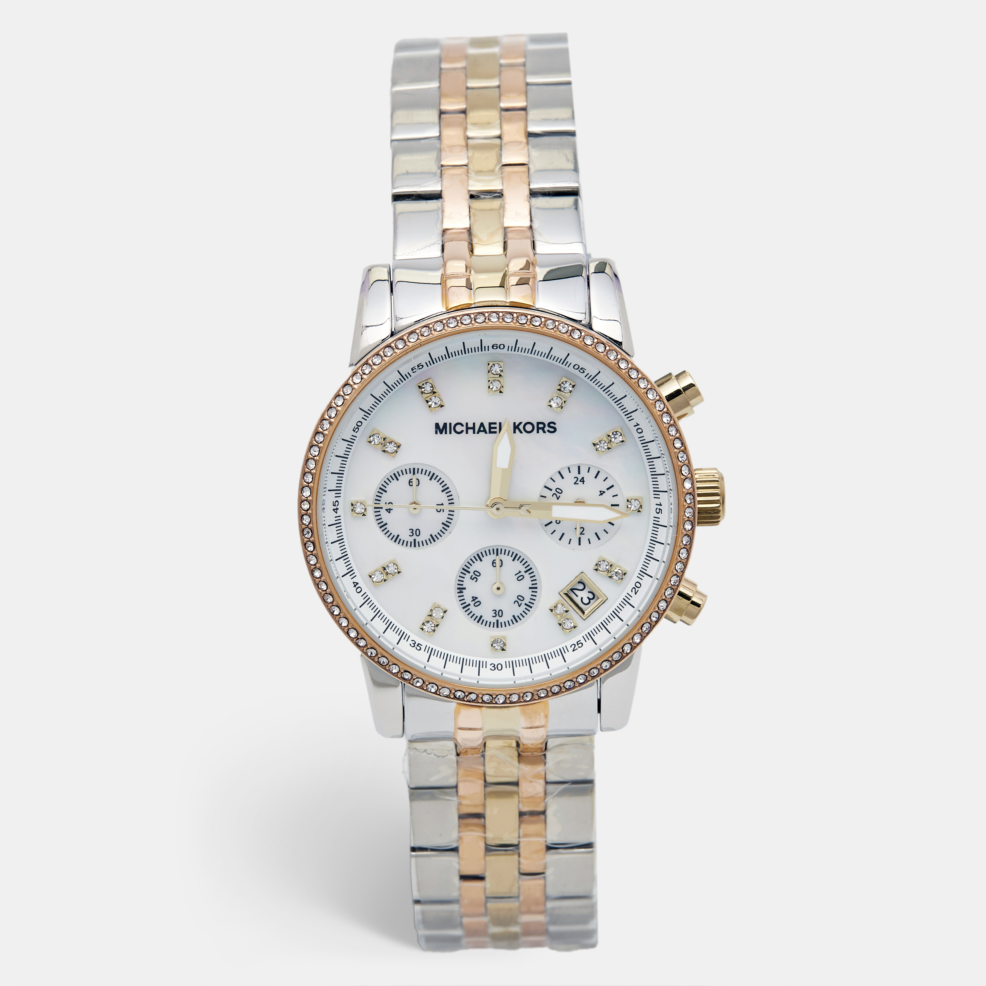 

Michael Kors Mother of Pearl Tricolor Stainless Steel Ritz MK5650 Women's Wristwatch, White