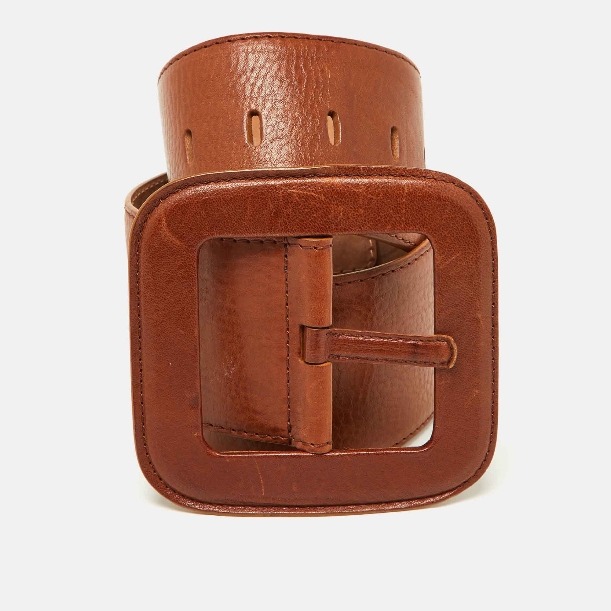 

Michael Kors Brown Leather Wide Waist Belt