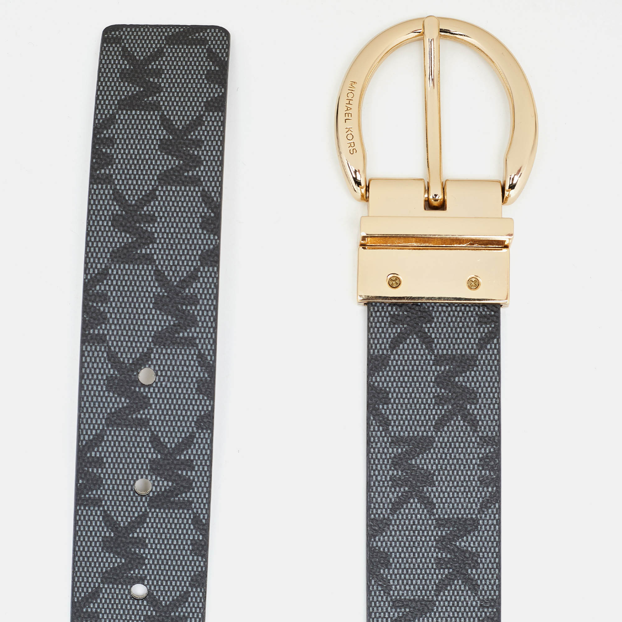 Michael Kors Multicolor Signature Coated Canvas Leopard Printed Reversible Buckle Belt 105CM 