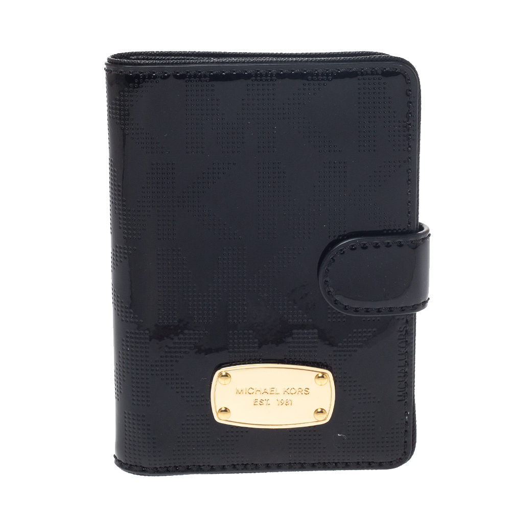 michael kors black patent leather wallet