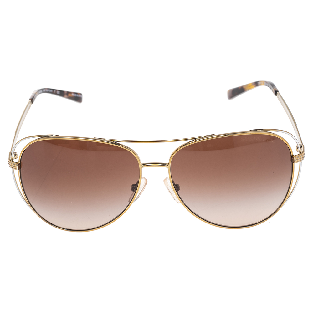 

Michael Kors Gold Tone/Brown Gradient 119113 Aviator Sunglasses