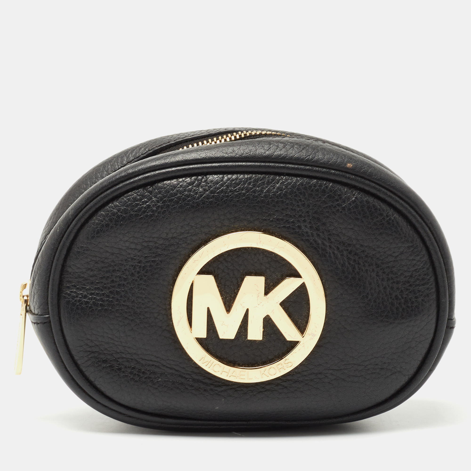 Pre-owned Michael Kors Black Leather Fulton Cosmetic Pouch