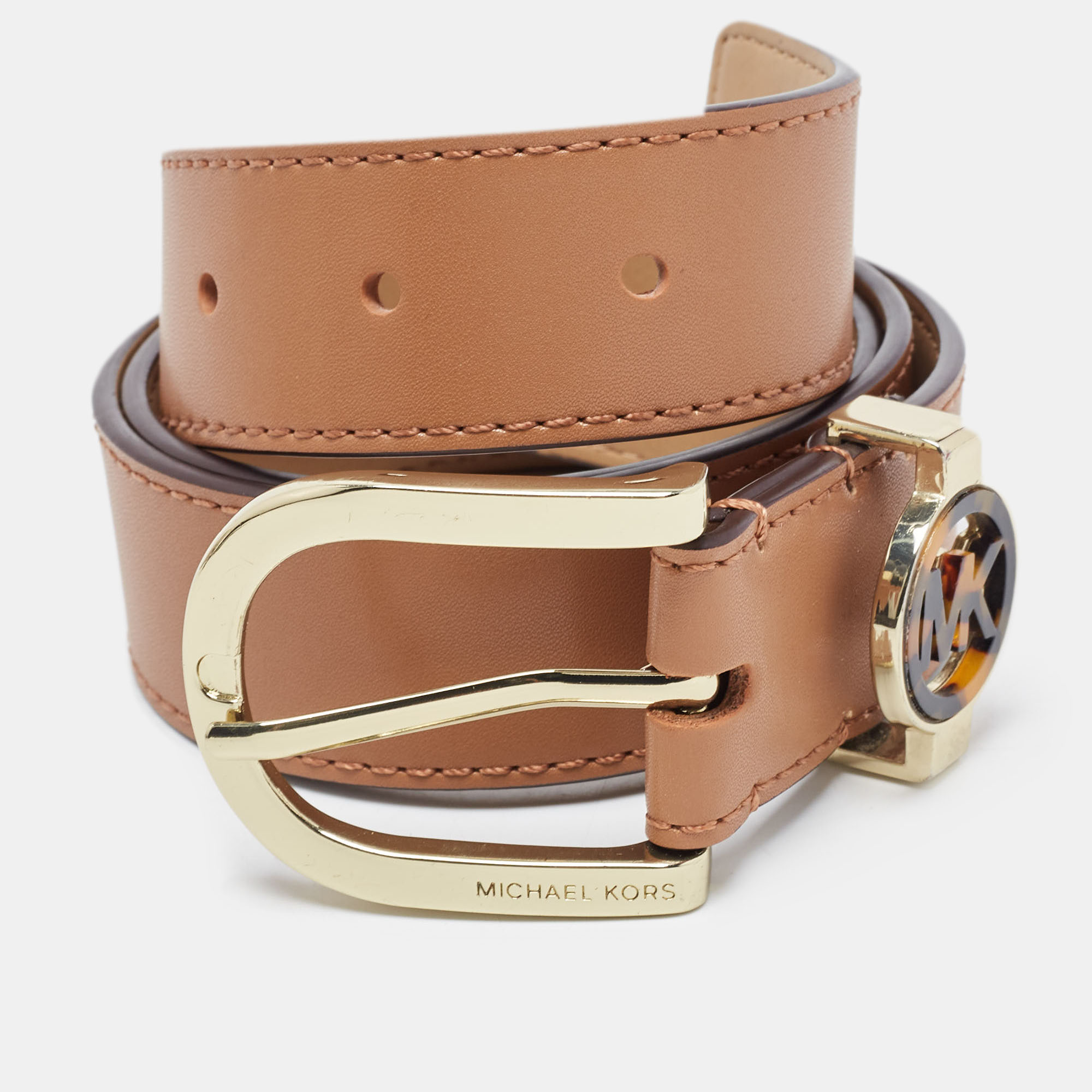 

Michael Kors Brown Leather Logo Buckle Belt