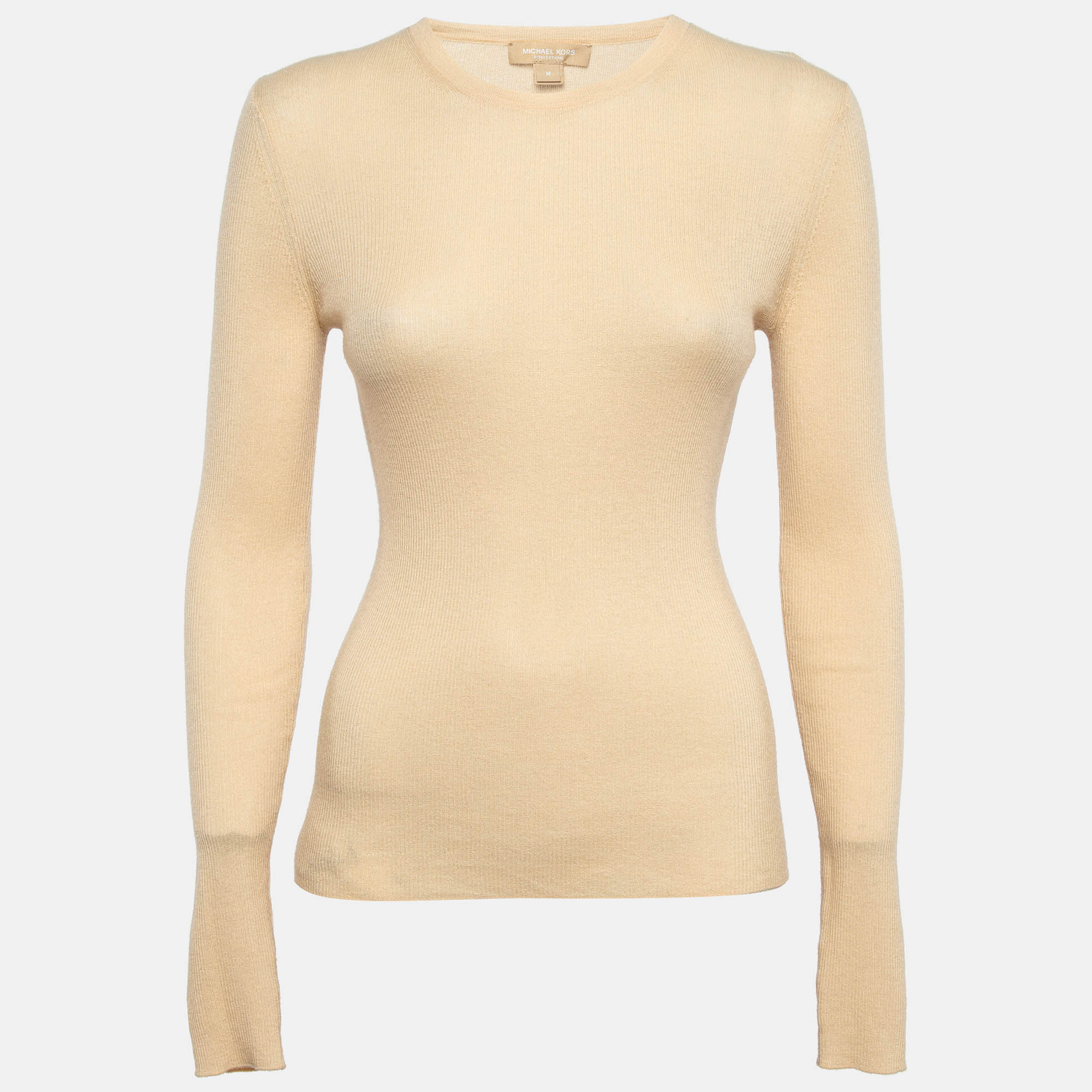 

Michael Kors Beige Cashmere Rib Knit Sweater M