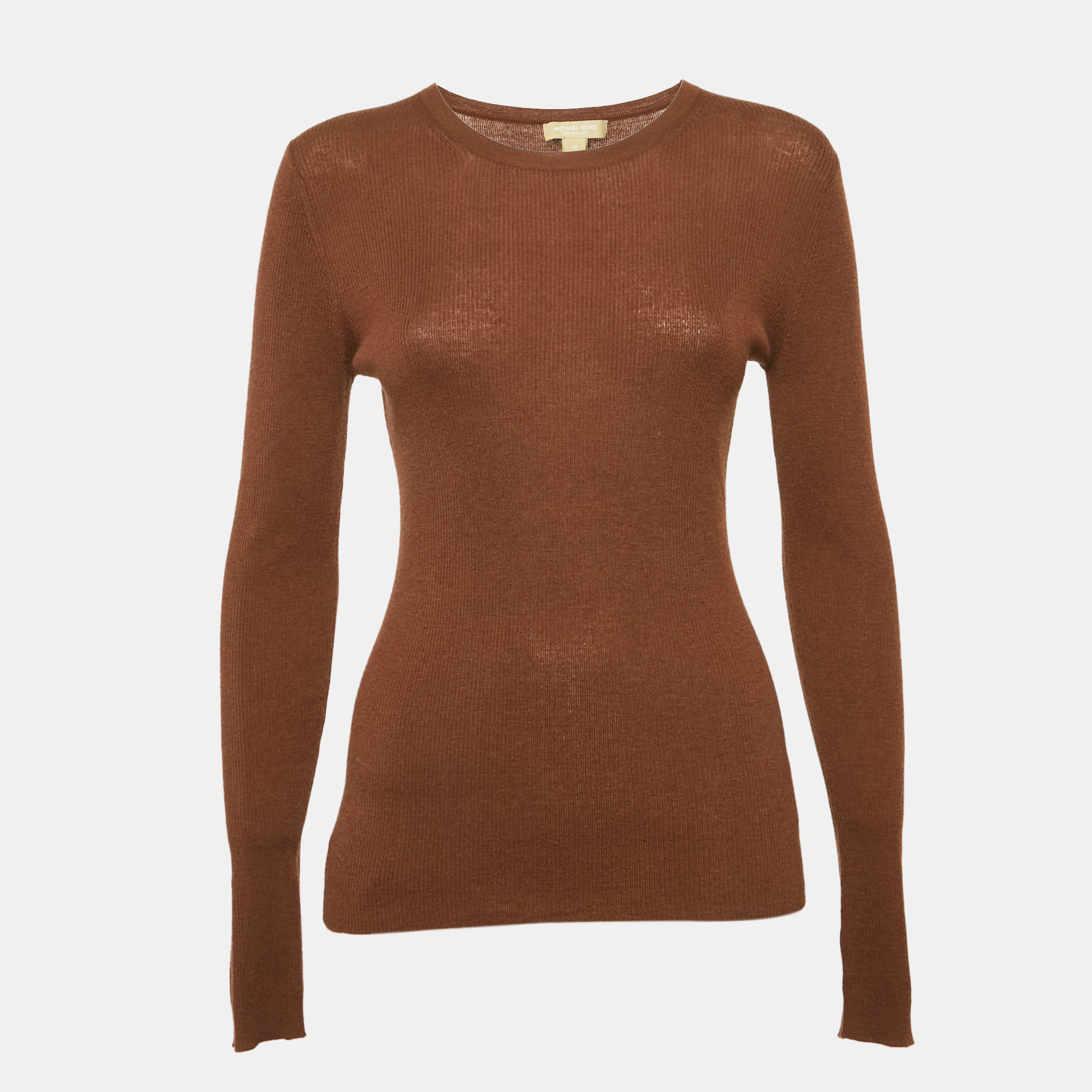

Michael Kors Collection Brown Cashmere Rib Knit Sweater M