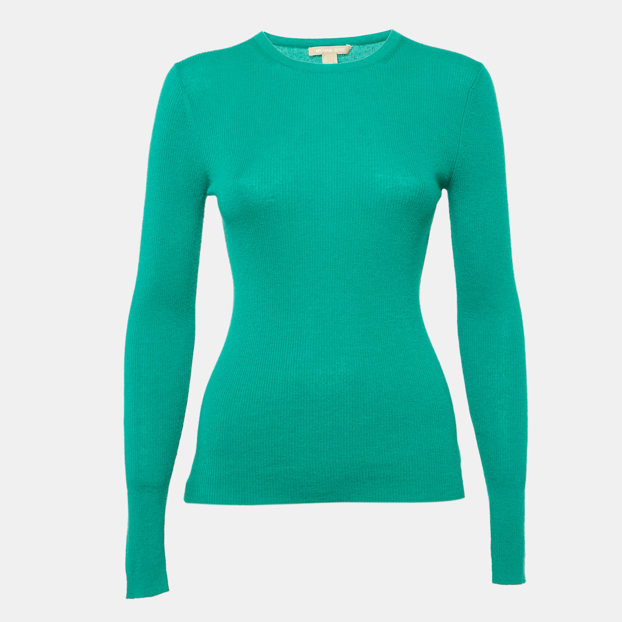 

Michael Kors Collection Green Rib Knit Cashmere Sweater S