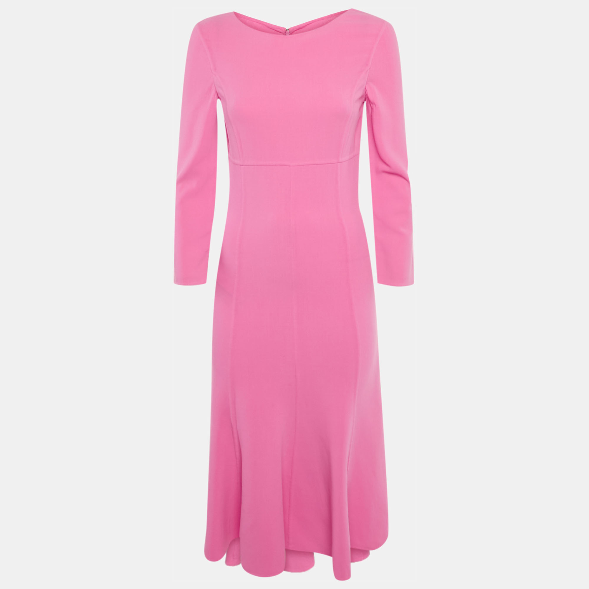 Pre-owned Michael Kors Collection Peony Pink Wool Midi Dress S