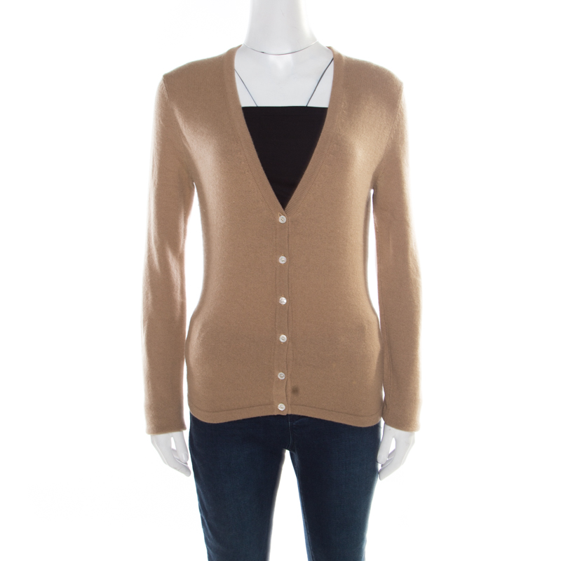 Pre Owned Michael Kors Brown Cashmere Cardigan S