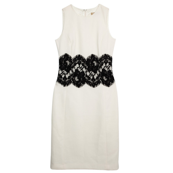 Michael Kors White Wool Lace Belt Dress M