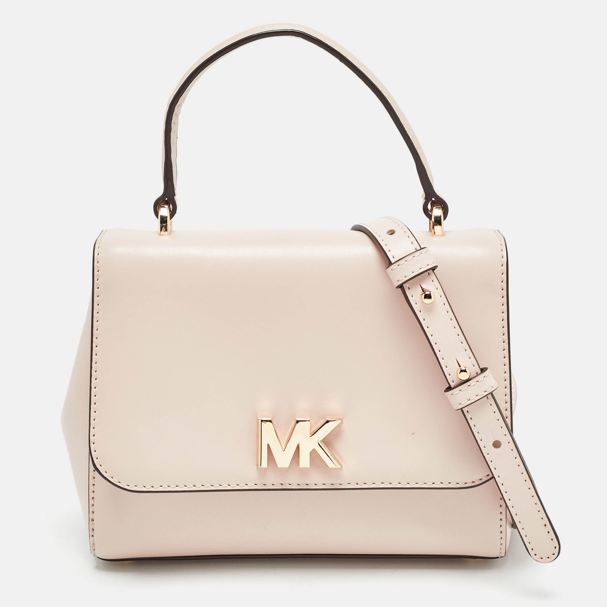 

Michael Kors Light Pink Leather Small Mott Top Handle Bag