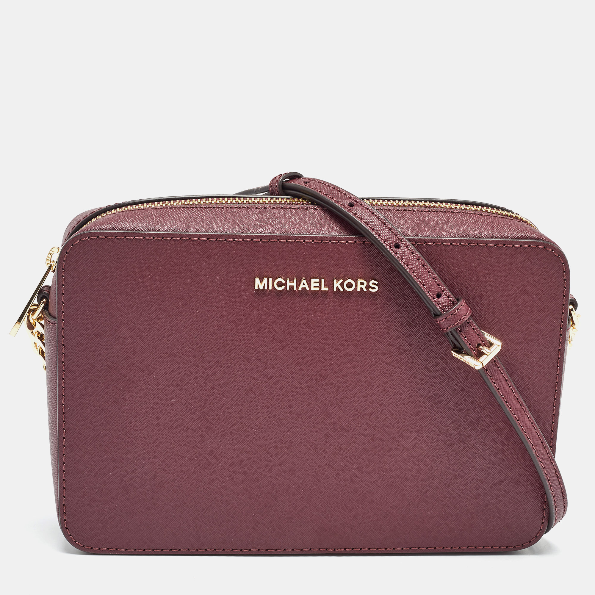 

Michael Kors Burgundy Leather Jet Set Crossbody Bag