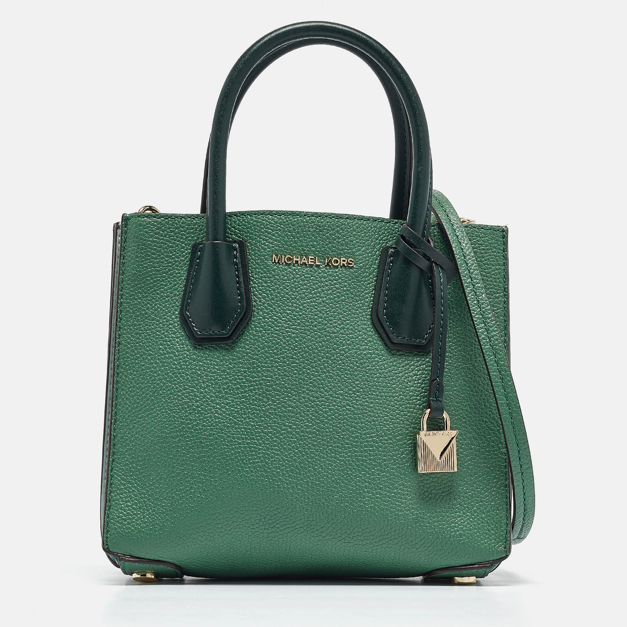 Pre-owned Michael Kors Green Leather Small Mercer Tote