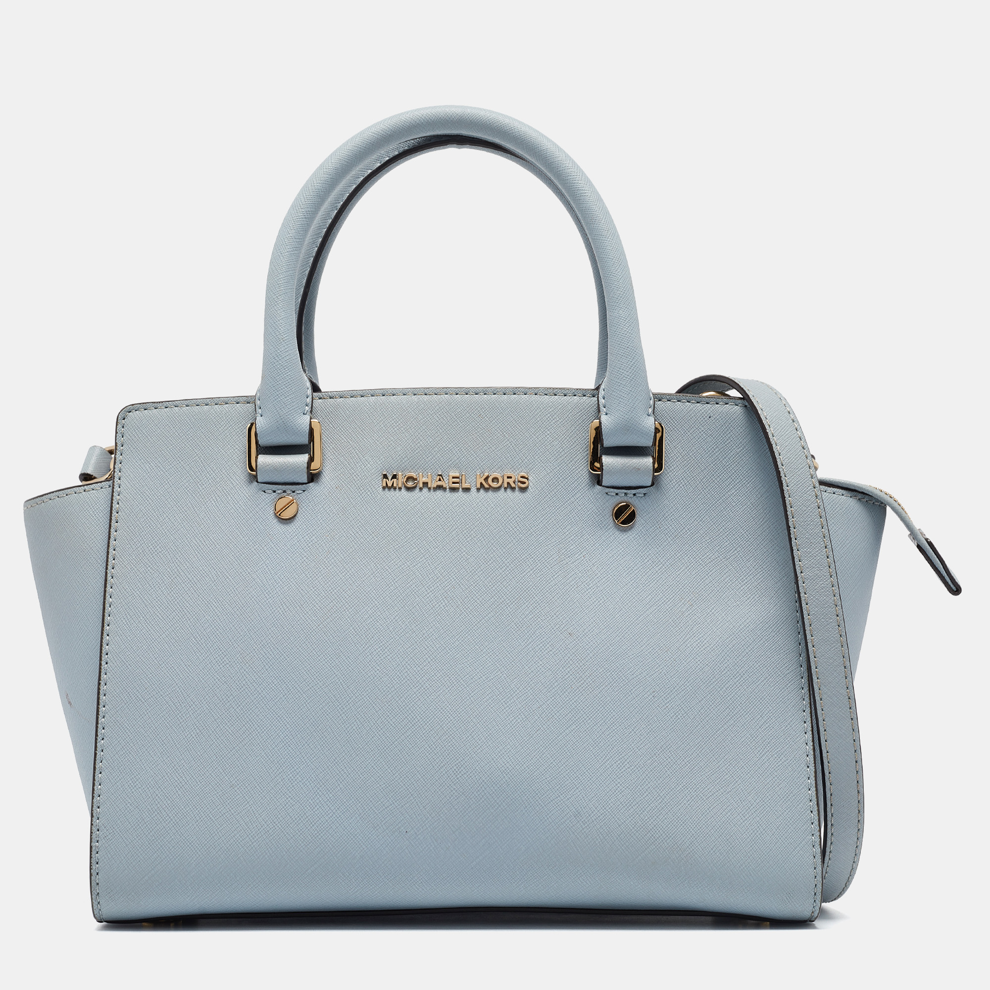 Pre-owned Michael Kors Light Blue Leather Medium Selma Tote