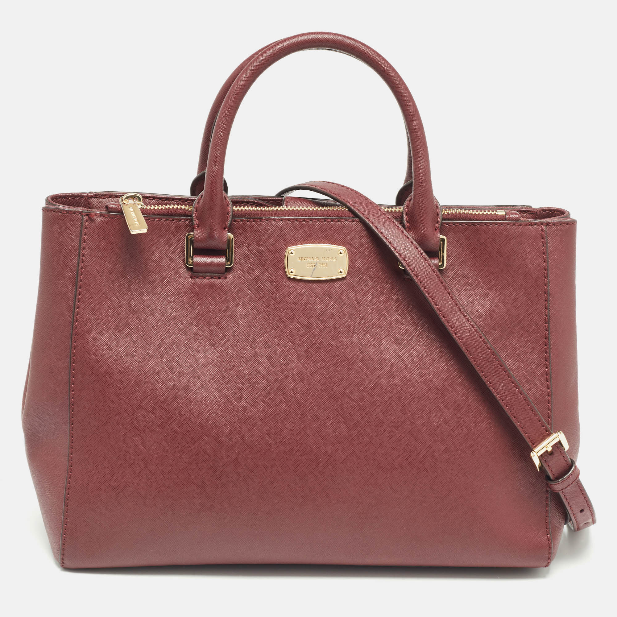 Pre-owned Michael Kors Burgundy Leather Kellen Tote