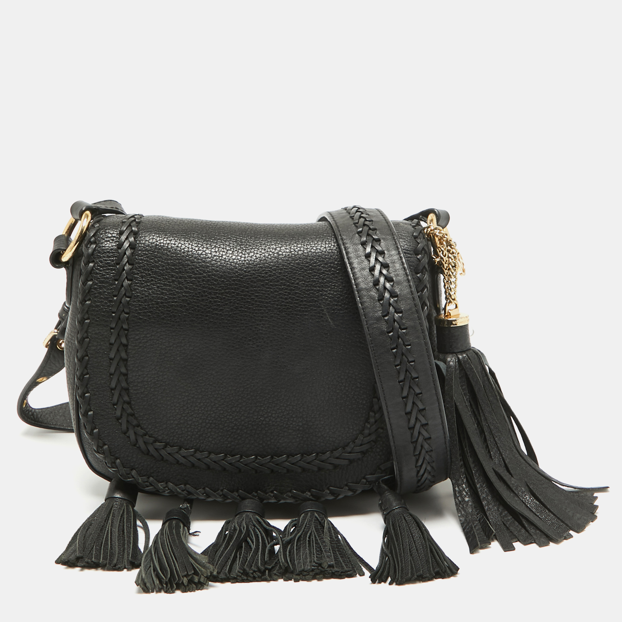 

Michael Kors Black Leather Moroccan Saddle Crossbody Bag