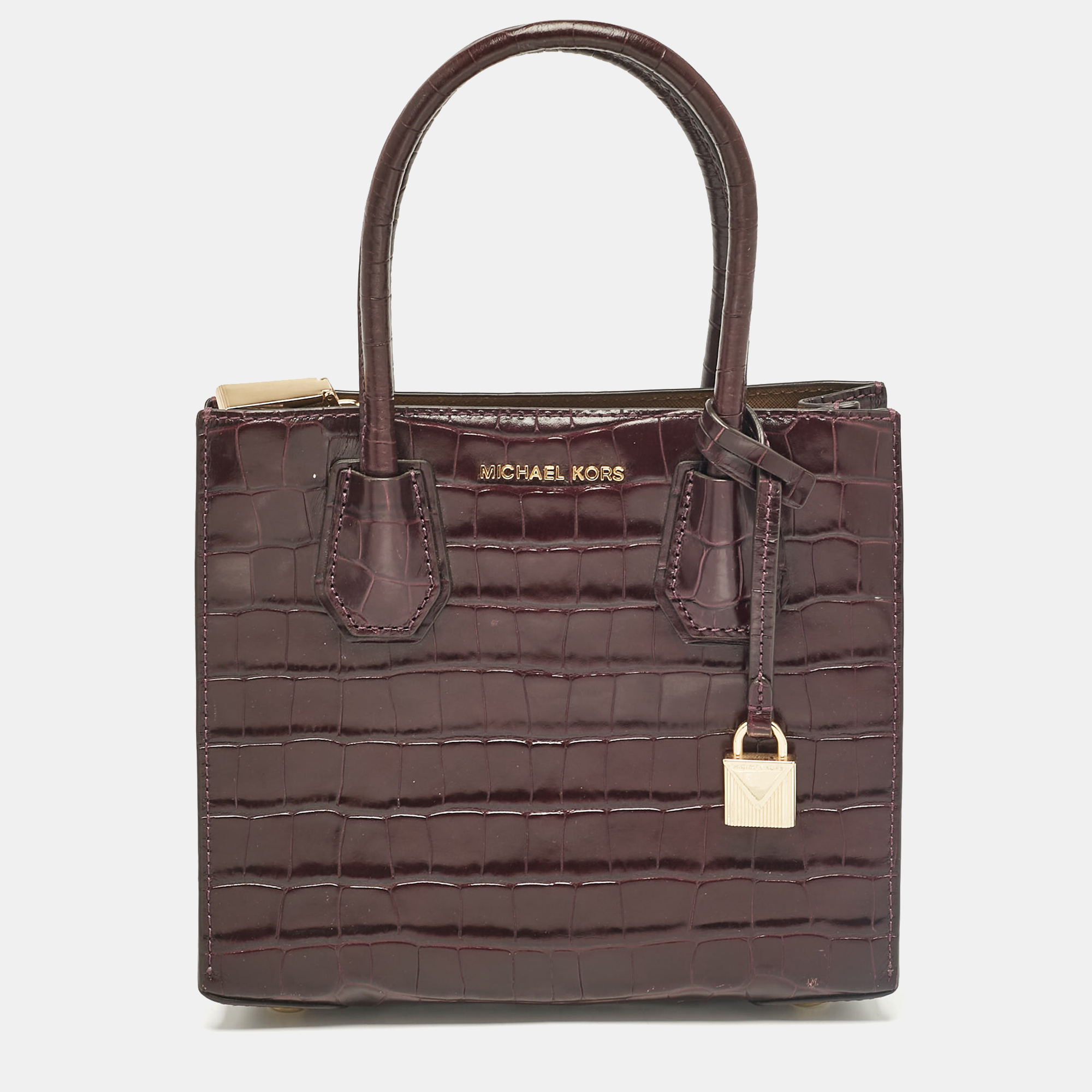 

Michael Kors Purple Croc Embossed Leather Mini Mercer Tote