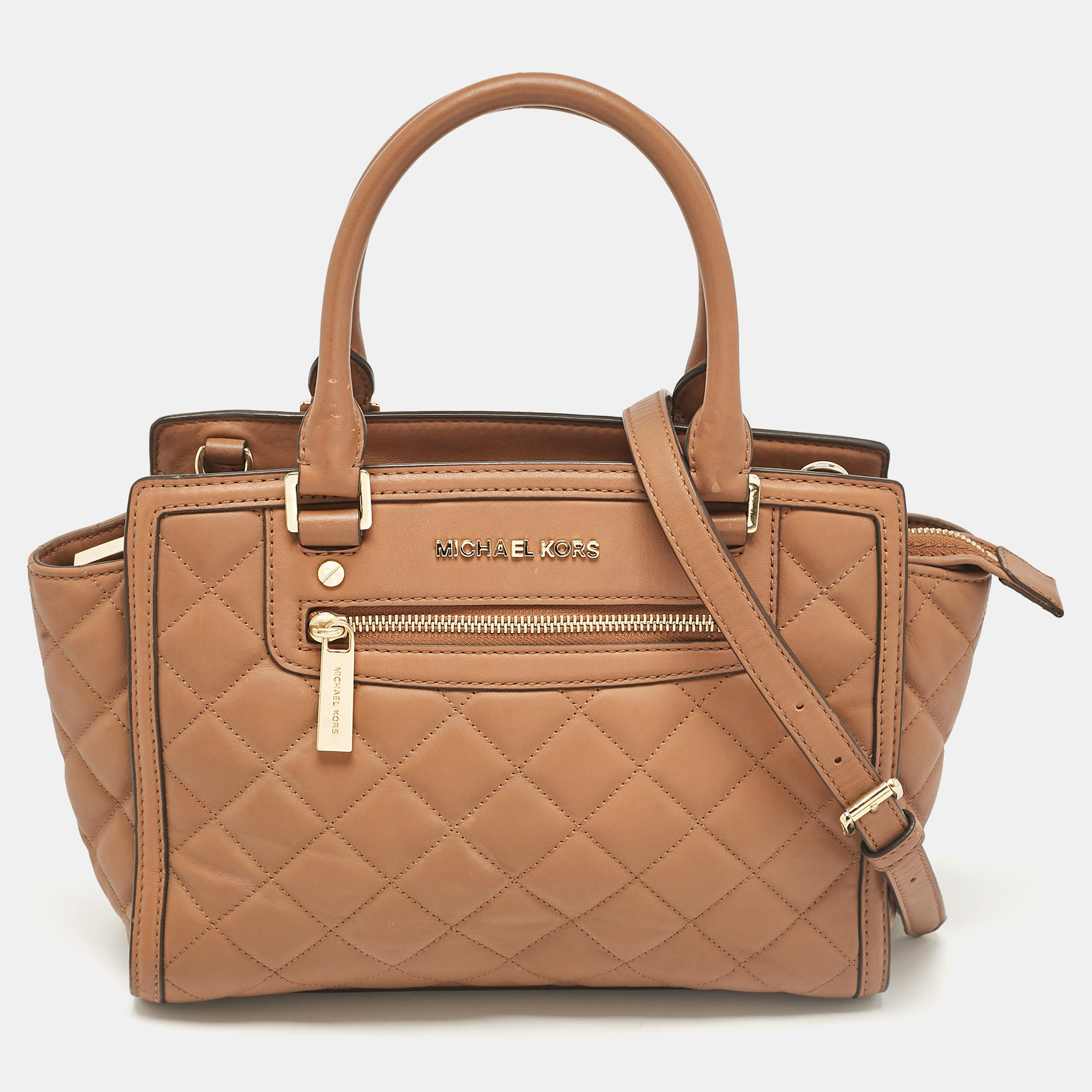 

MICHAEL Michael Kors Brown Quilted Leather Selma Satchel