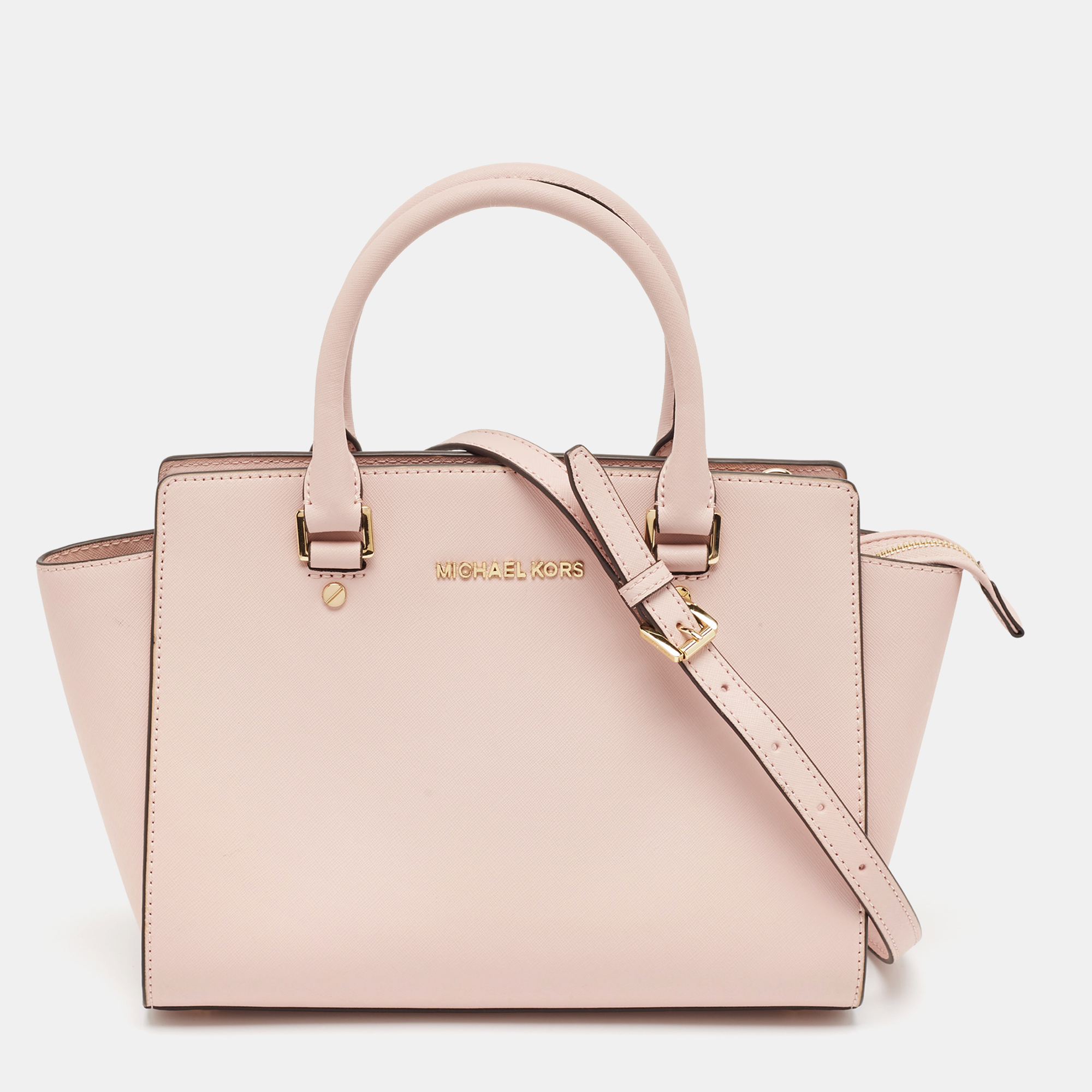 

Michael Kors Light Pink Leather Medium Selma Tote