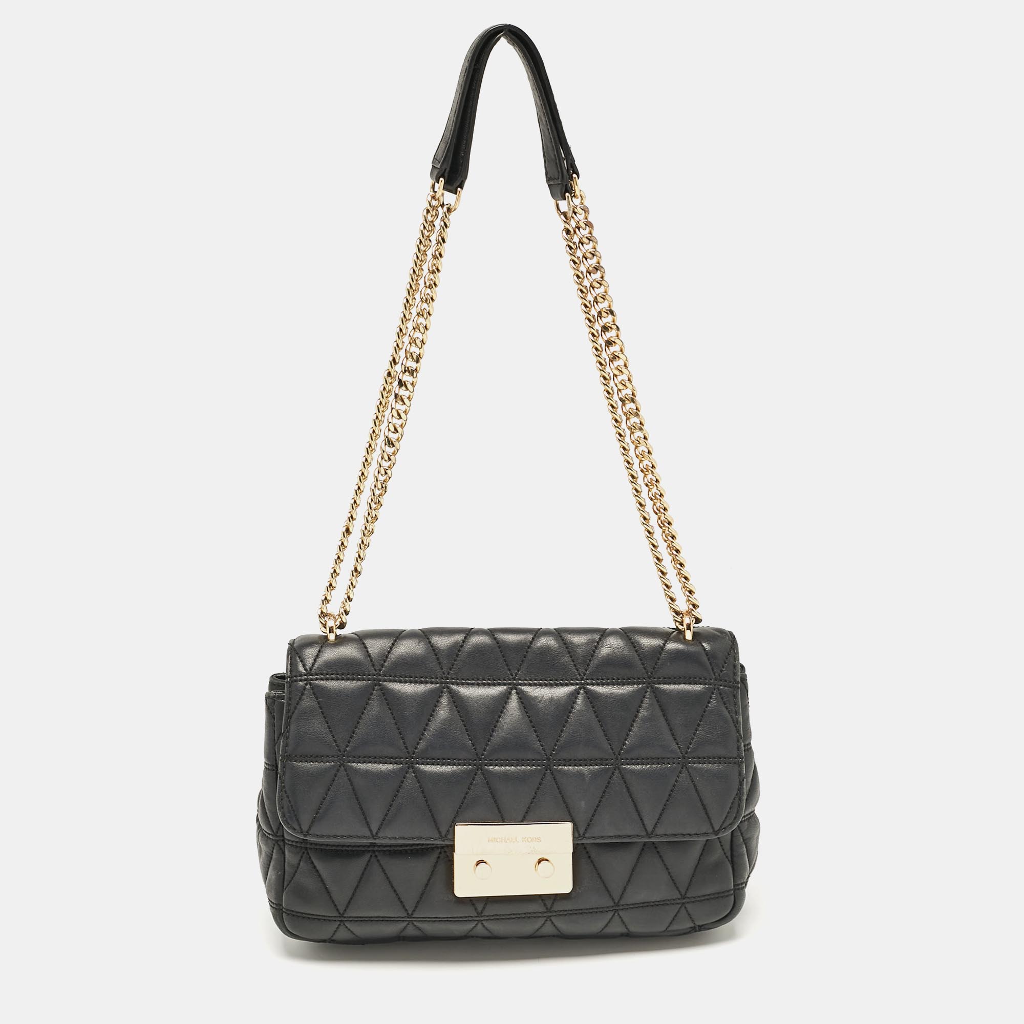 

Micheal Kors Black Quilted Leather  Sloan Shoulder Bag