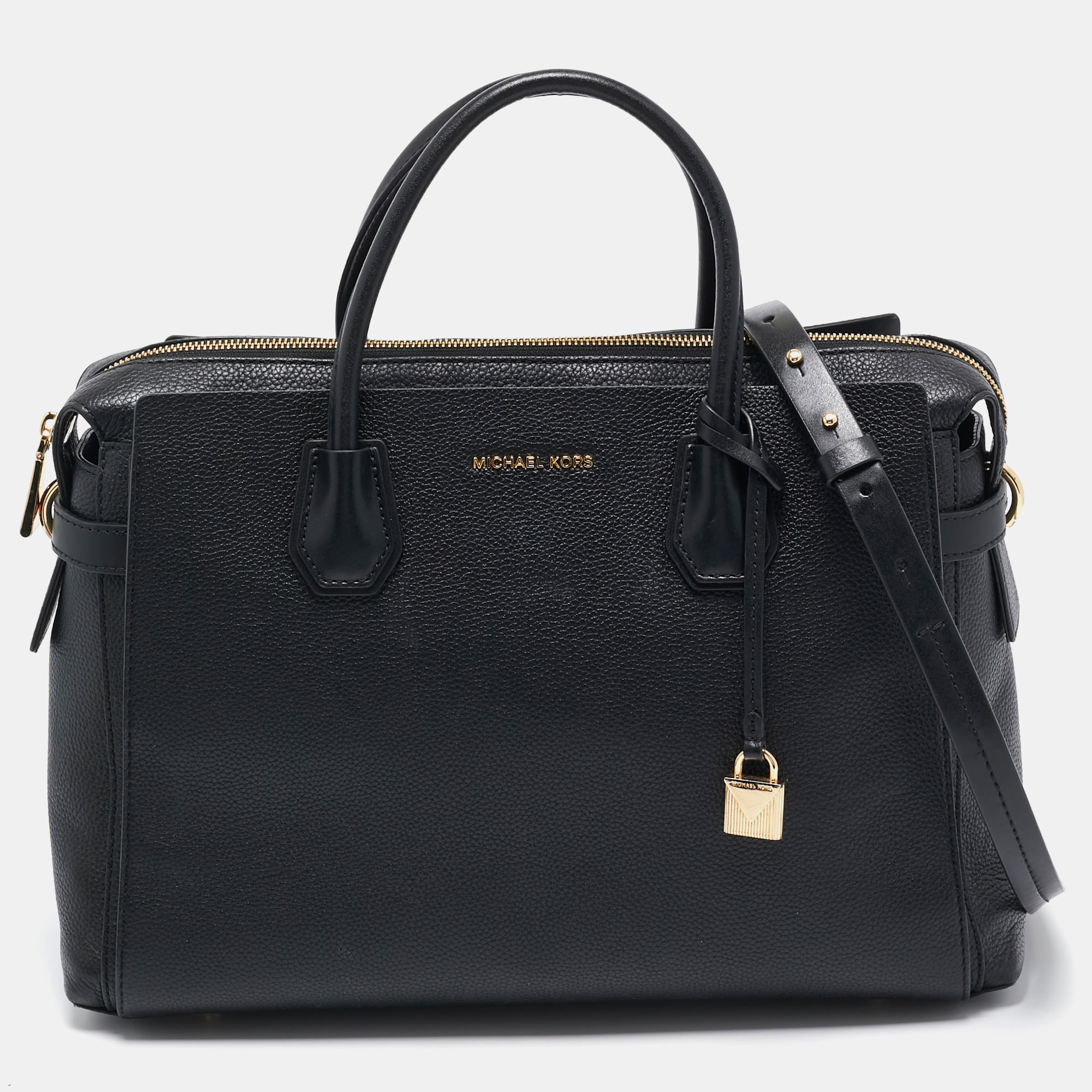 

Michael Kors Black Leather  Mercer Belted Satchel