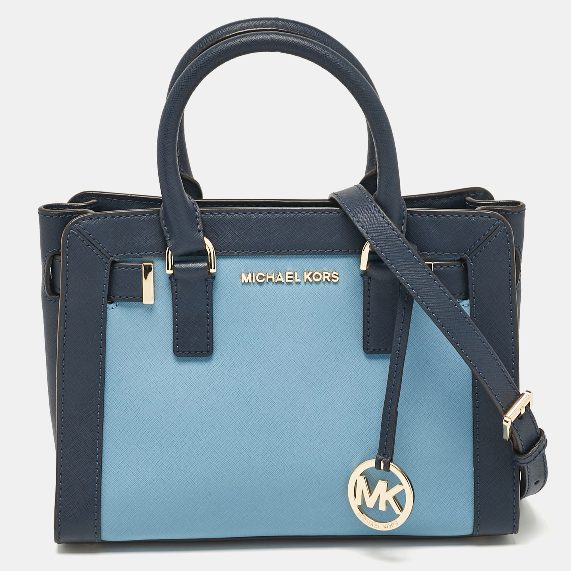 

Michael Kors Two Tone Blue Leather Small Dillon Tote