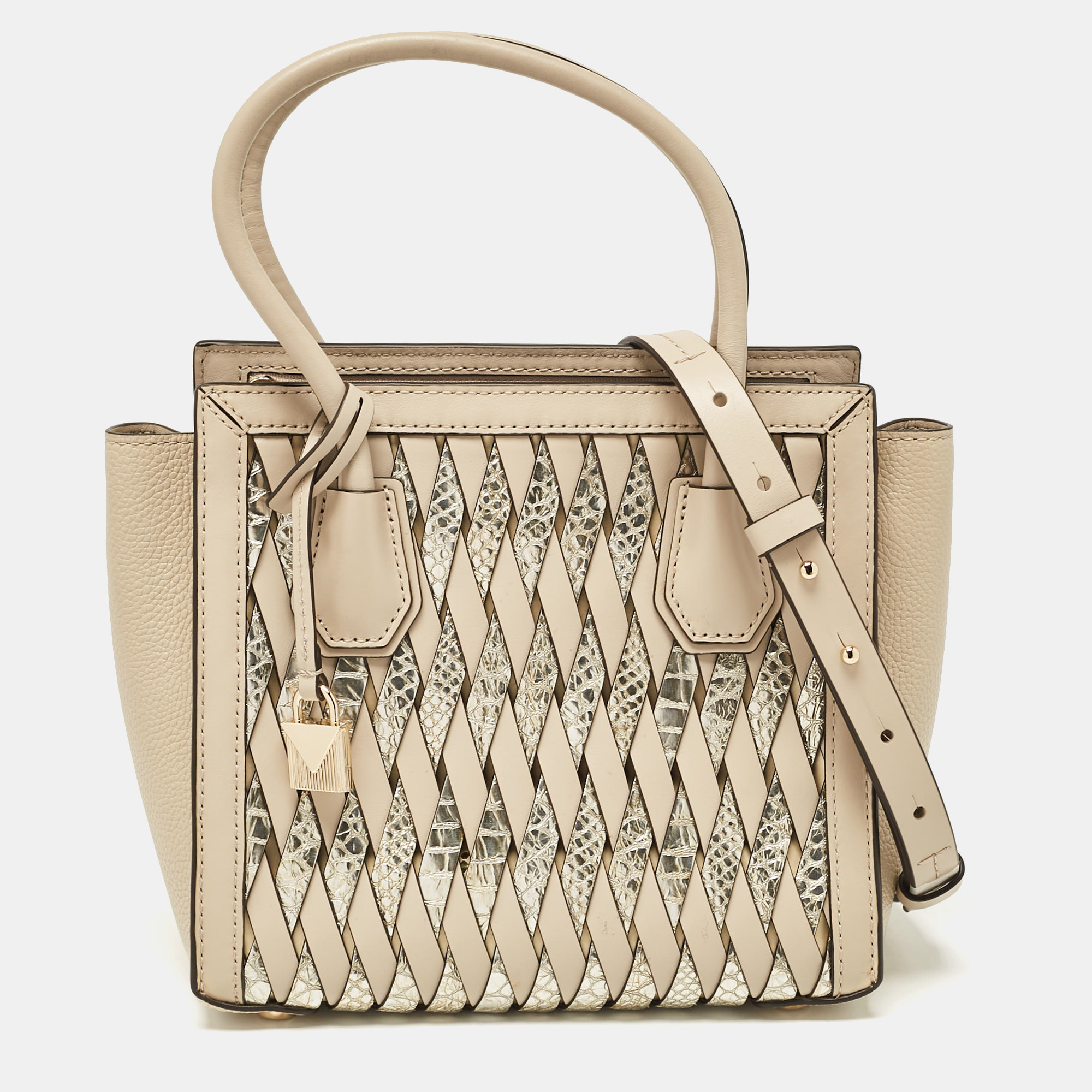 

Michael Kors Beige Leather Mercer Studio Tote