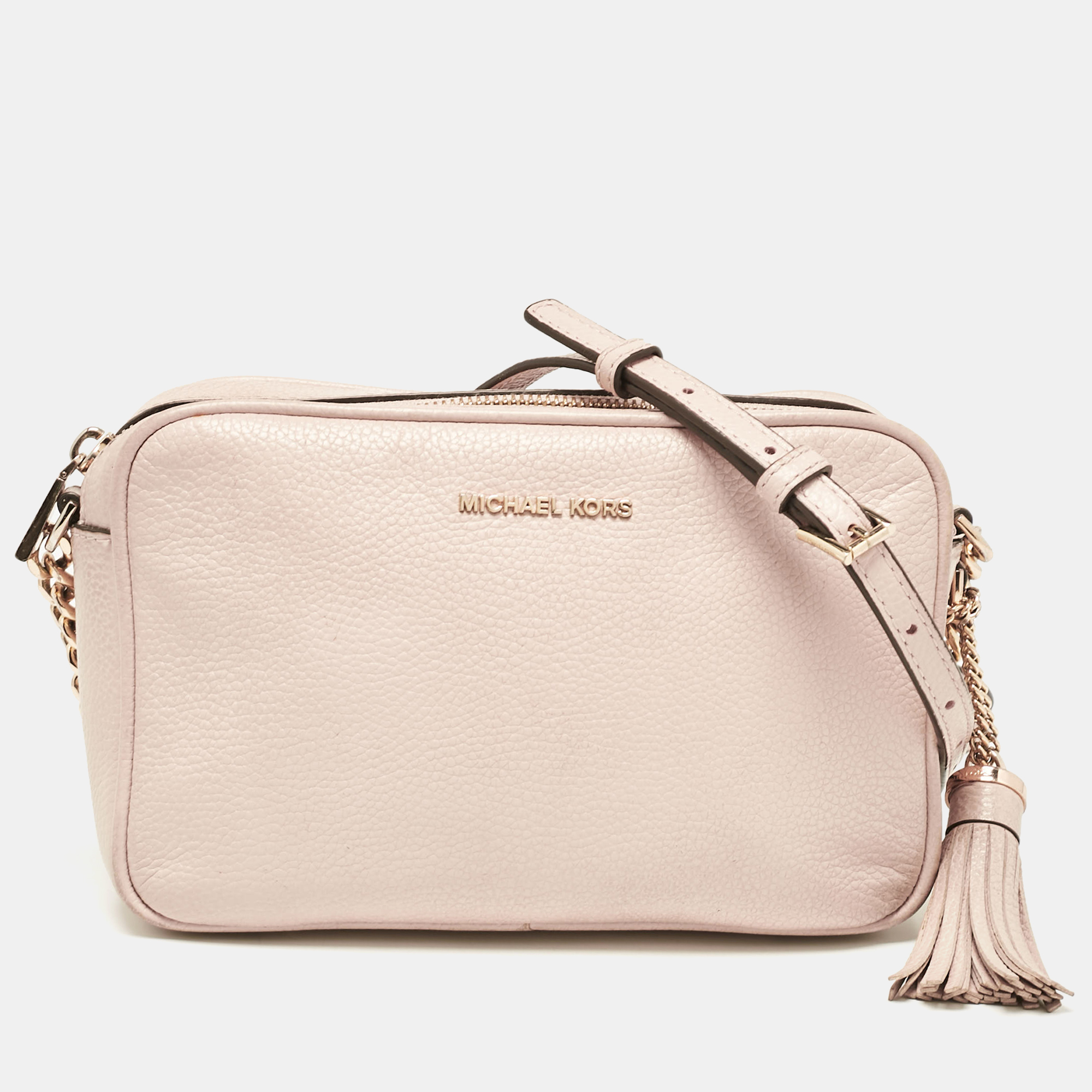 

Michael Kors Dusty Pink Leather Tassel Camera Crossbody Bag