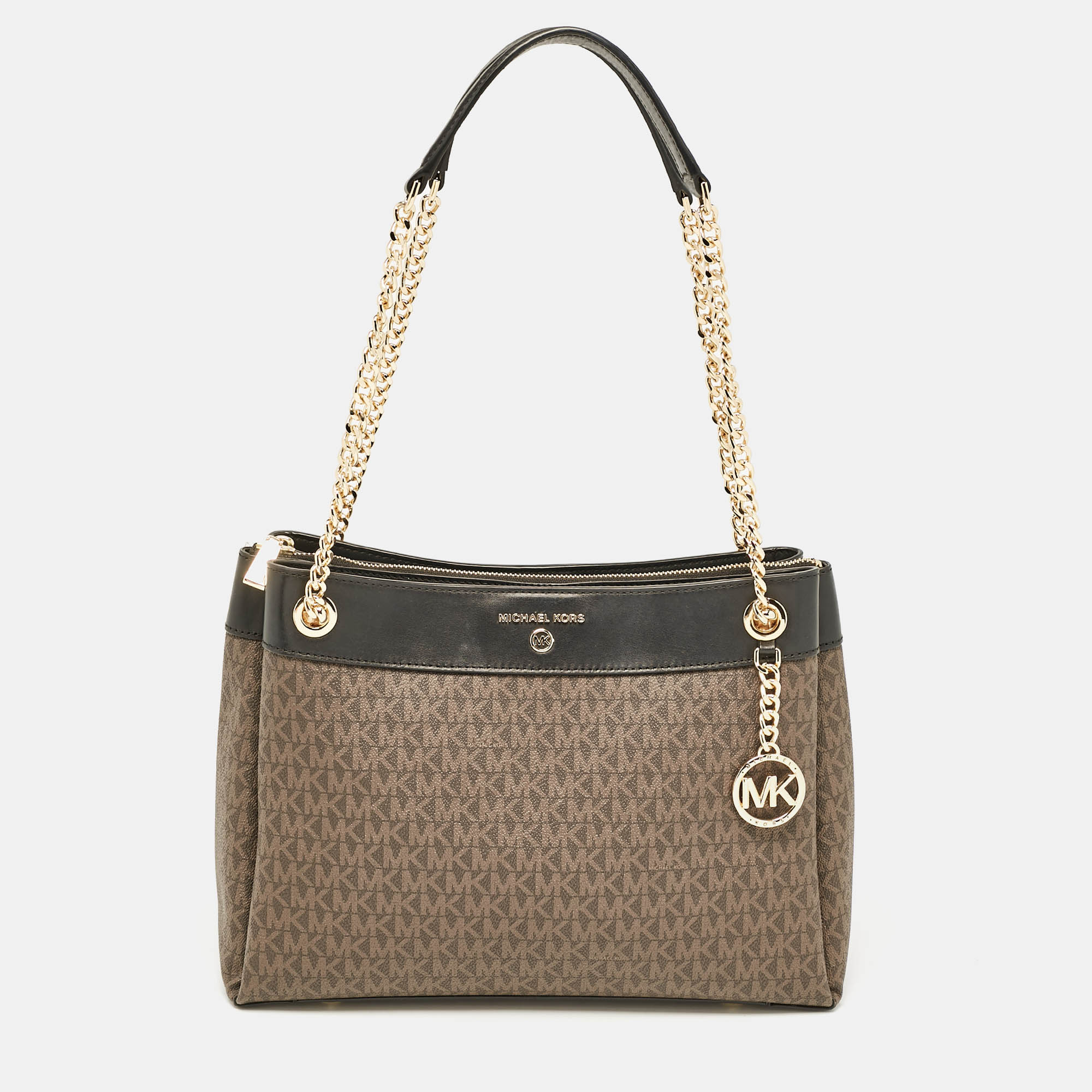 

Michael Kors Brown/Black Signature Canvas Susan Shoulder Bag