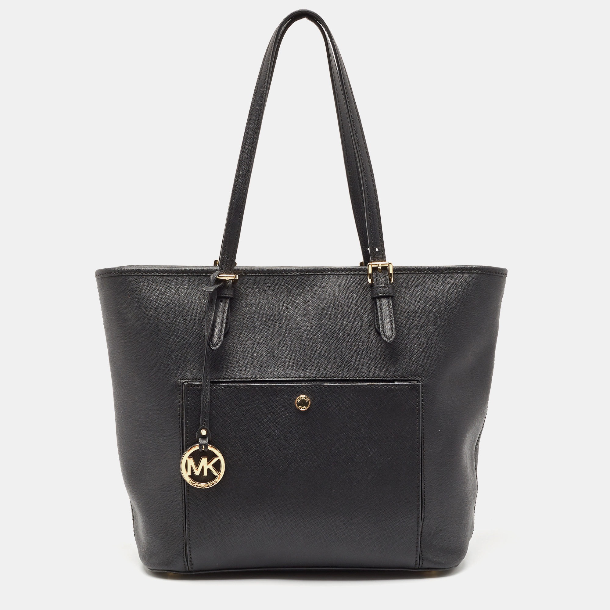 

Michael Kors Black Leather Jet Set Top Zip Tote