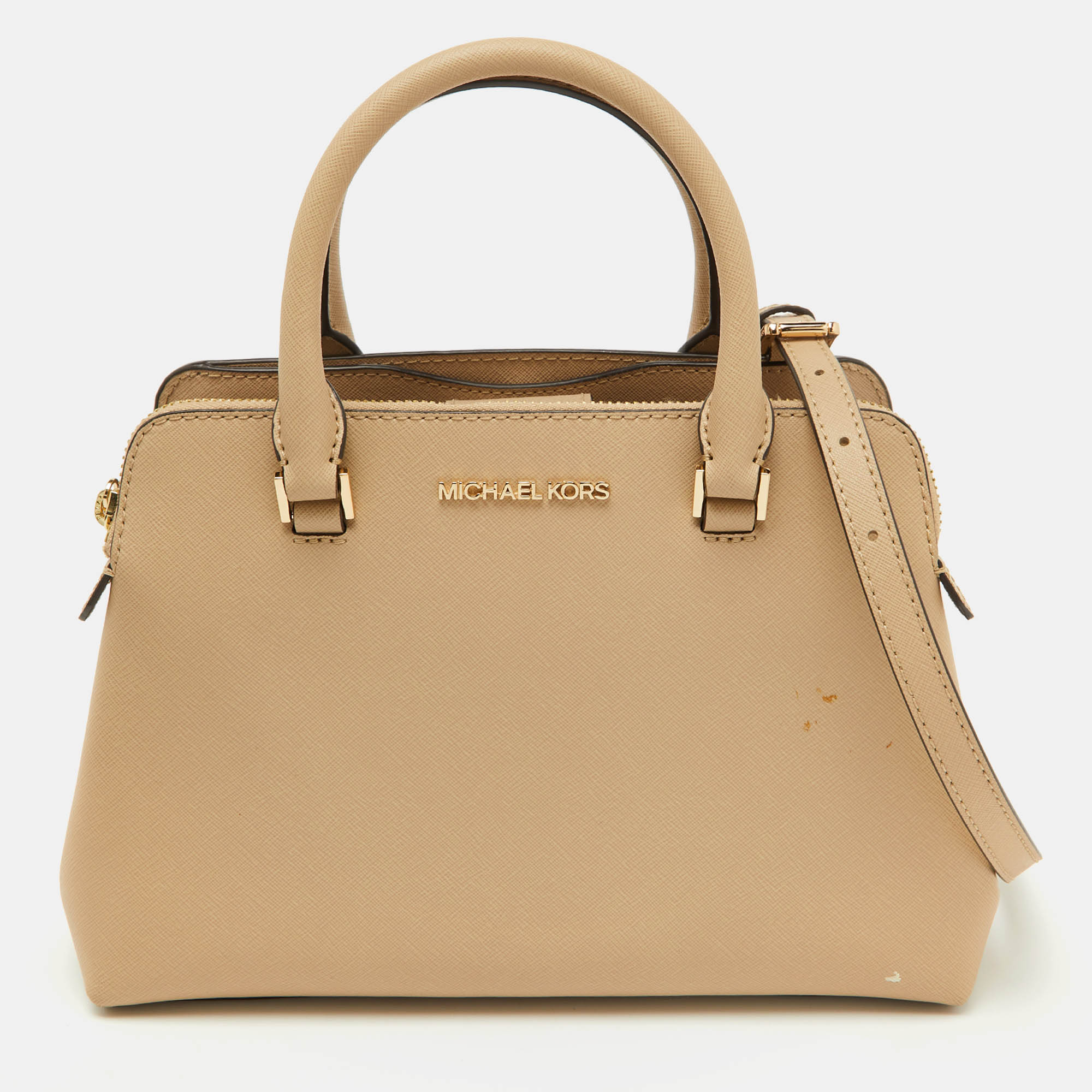 

Michael Kors Beige Leather Small Idina Satchel