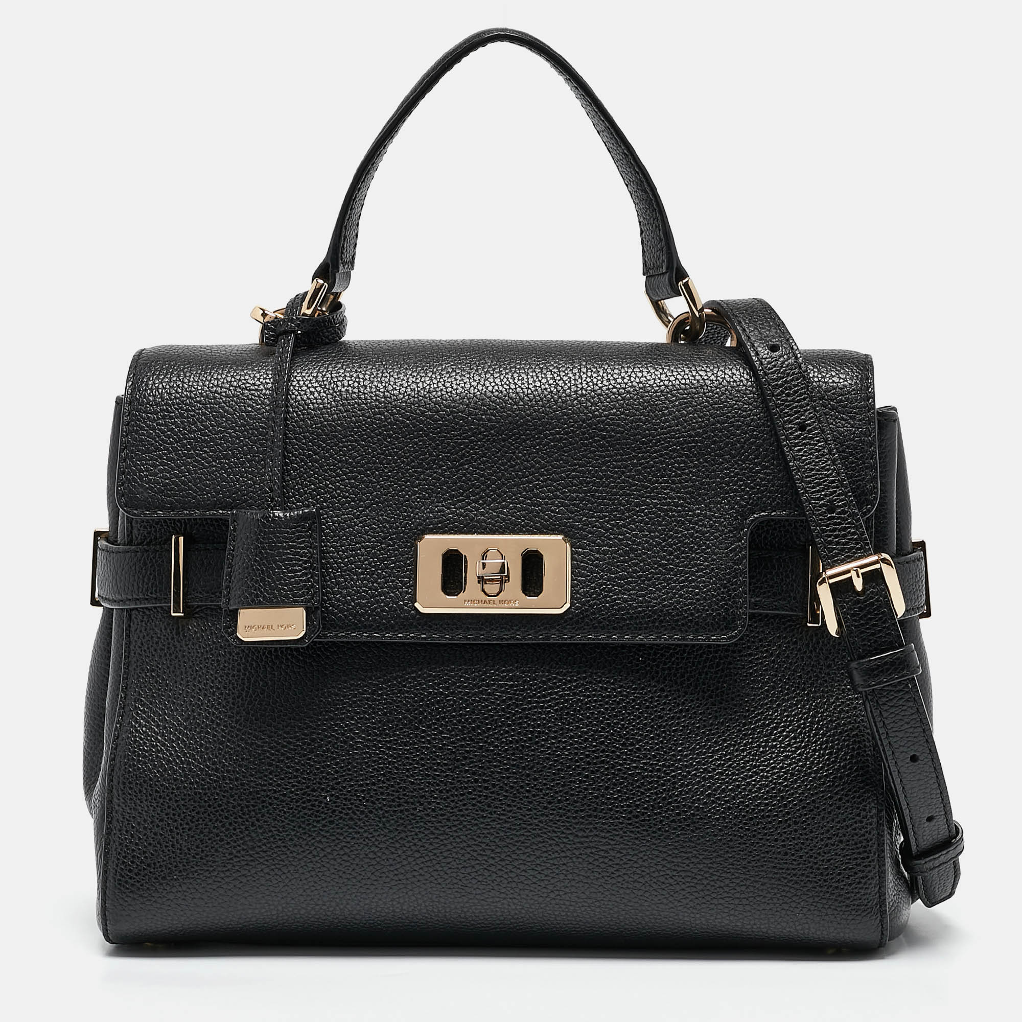 

Michael Kors Black Leather Karso Flap Top Handle Bag