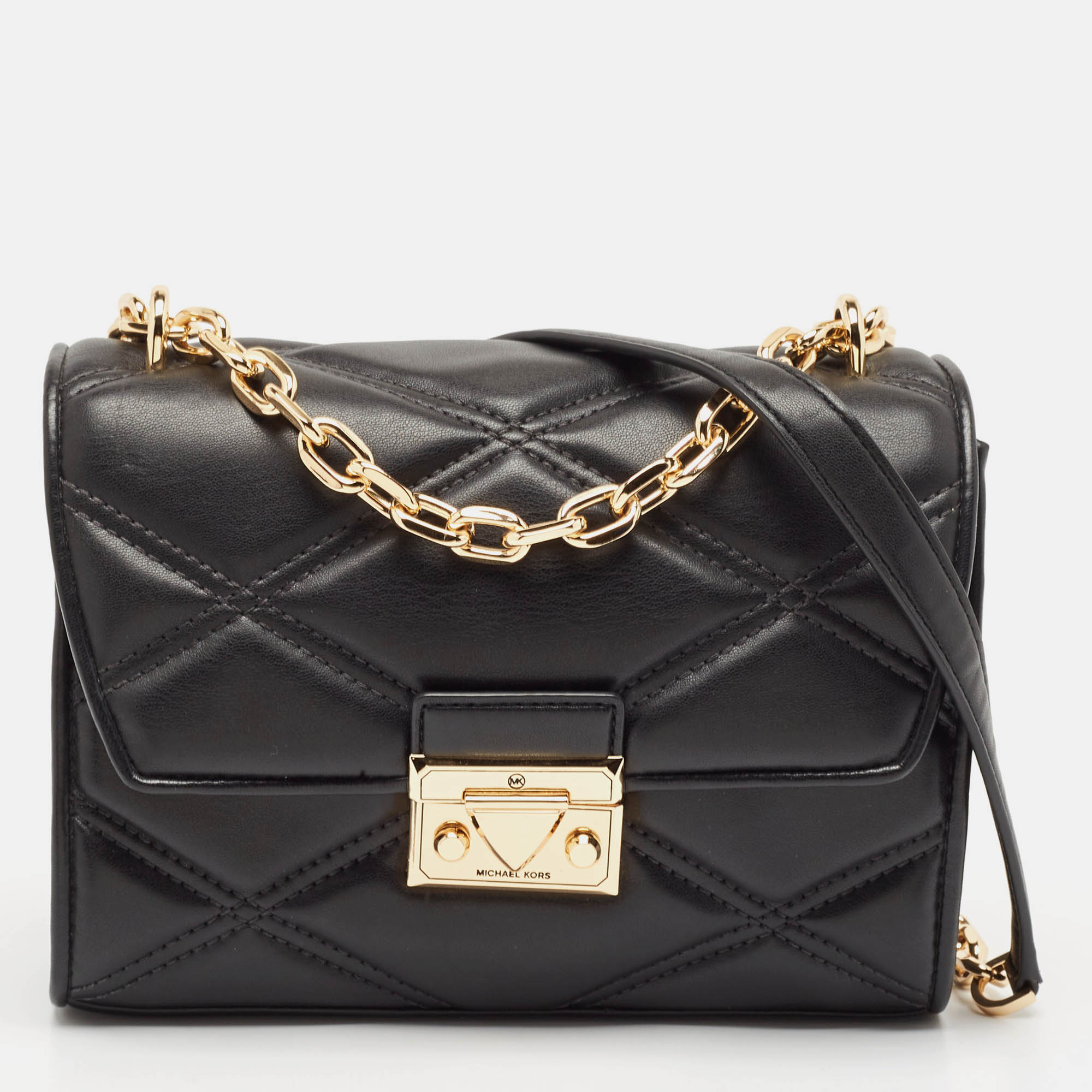 

Michael Kors Black Quilted Leather  Serena Crossbody Bag