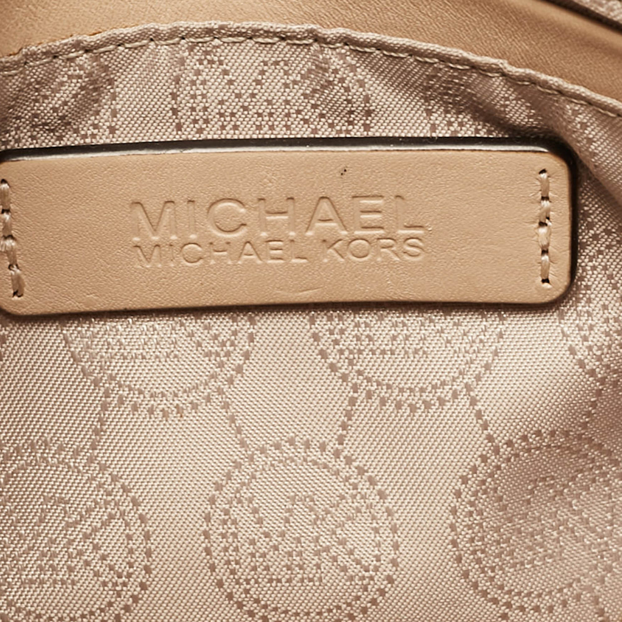 Michael Kors Dark Brown Signature Coated Canvas and Leather Wristlet Clutch 