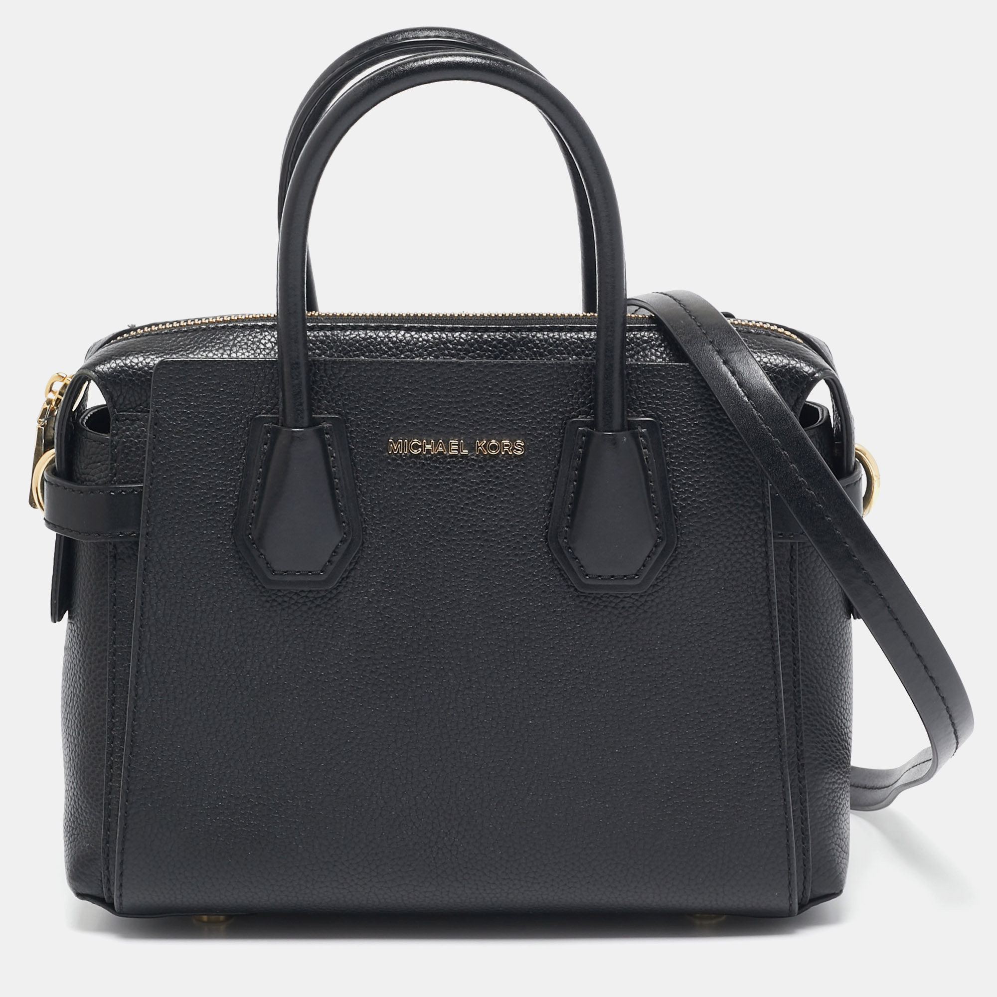 

Michael Kors Black Leather  Belted Mercer Satchel