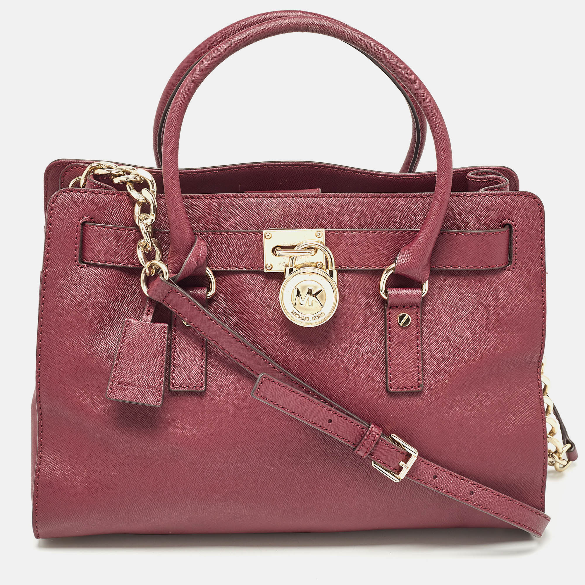 

Michael Kors Burgundy Leather East/West Hamilton Tote