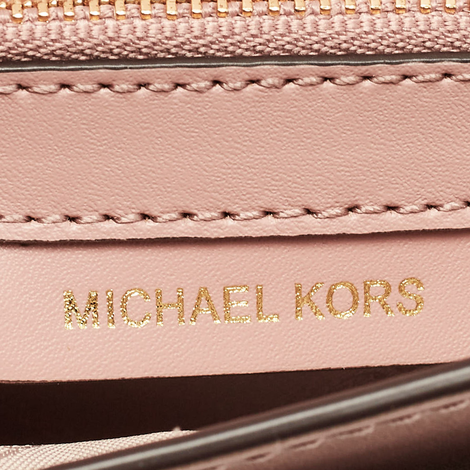 Michael Kors Old Rose Signature Coated Canvas and Leather Jet Set Full Flap Shoulder Bag 