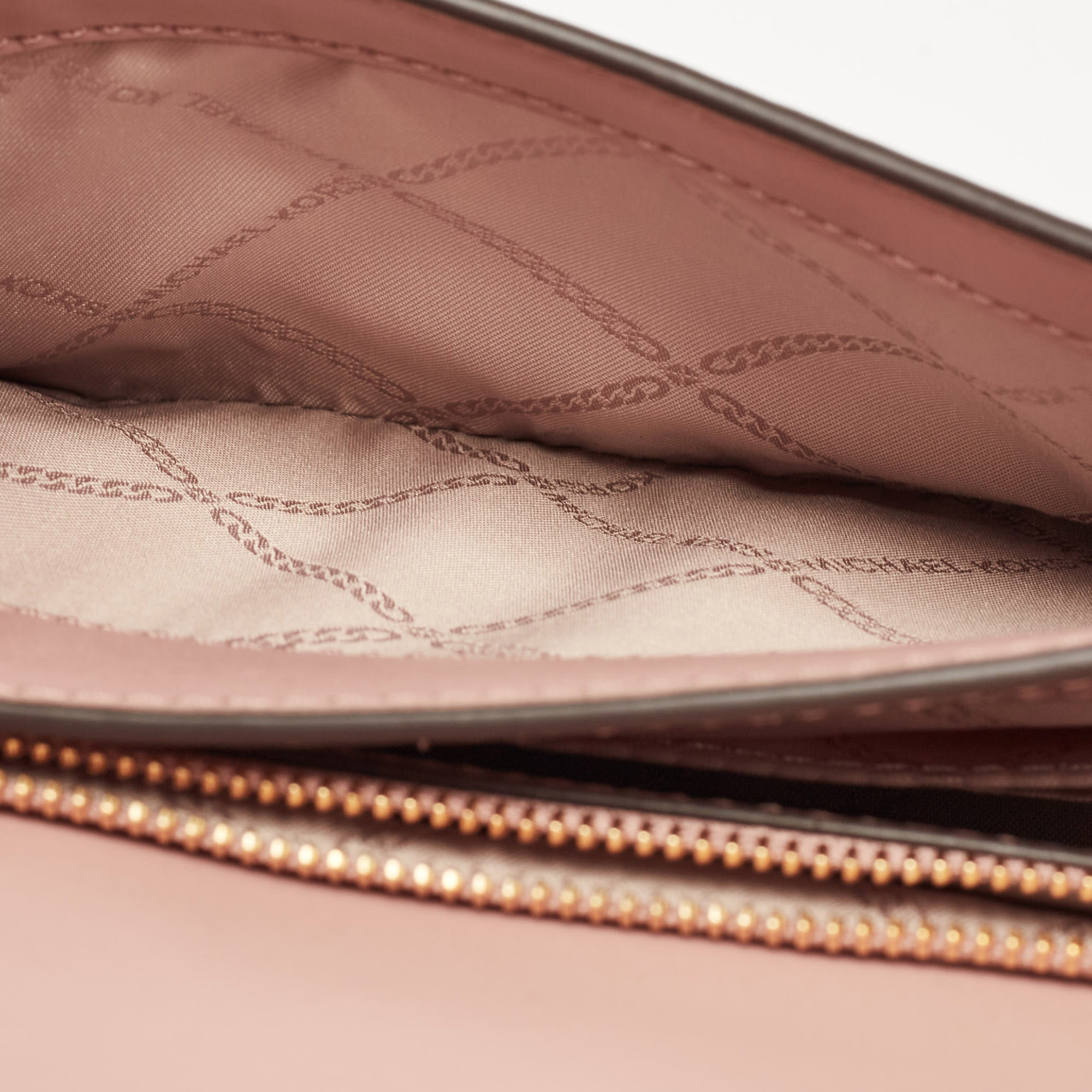 Michael Kors Old Rose Signature Coated Canvas and Leather Jet Set Full Flap Shoulder Bag 
