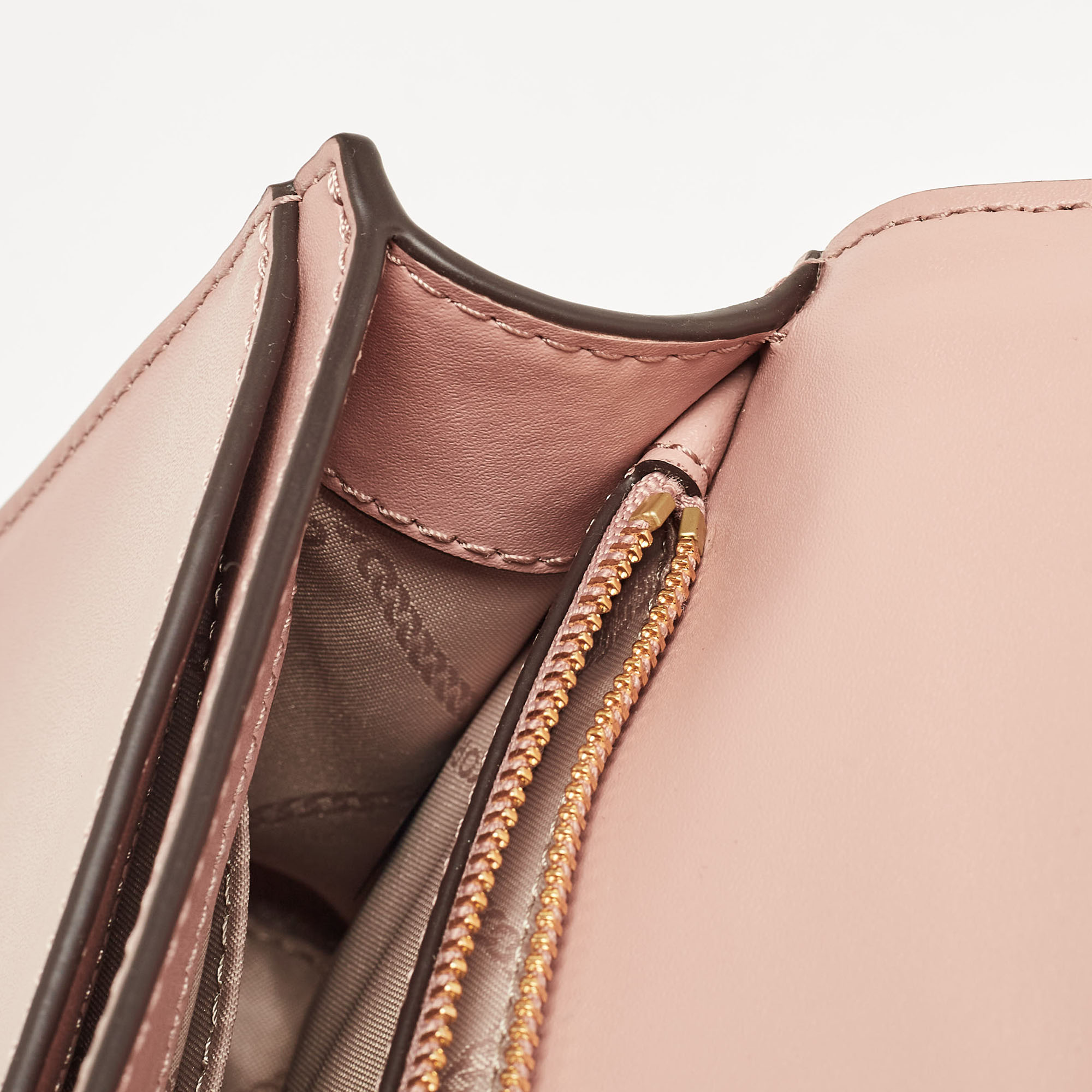 Michael Kors Old Rose Signature Coated Canvas and Leather Jet Set Full Flap Shoulder Bag 