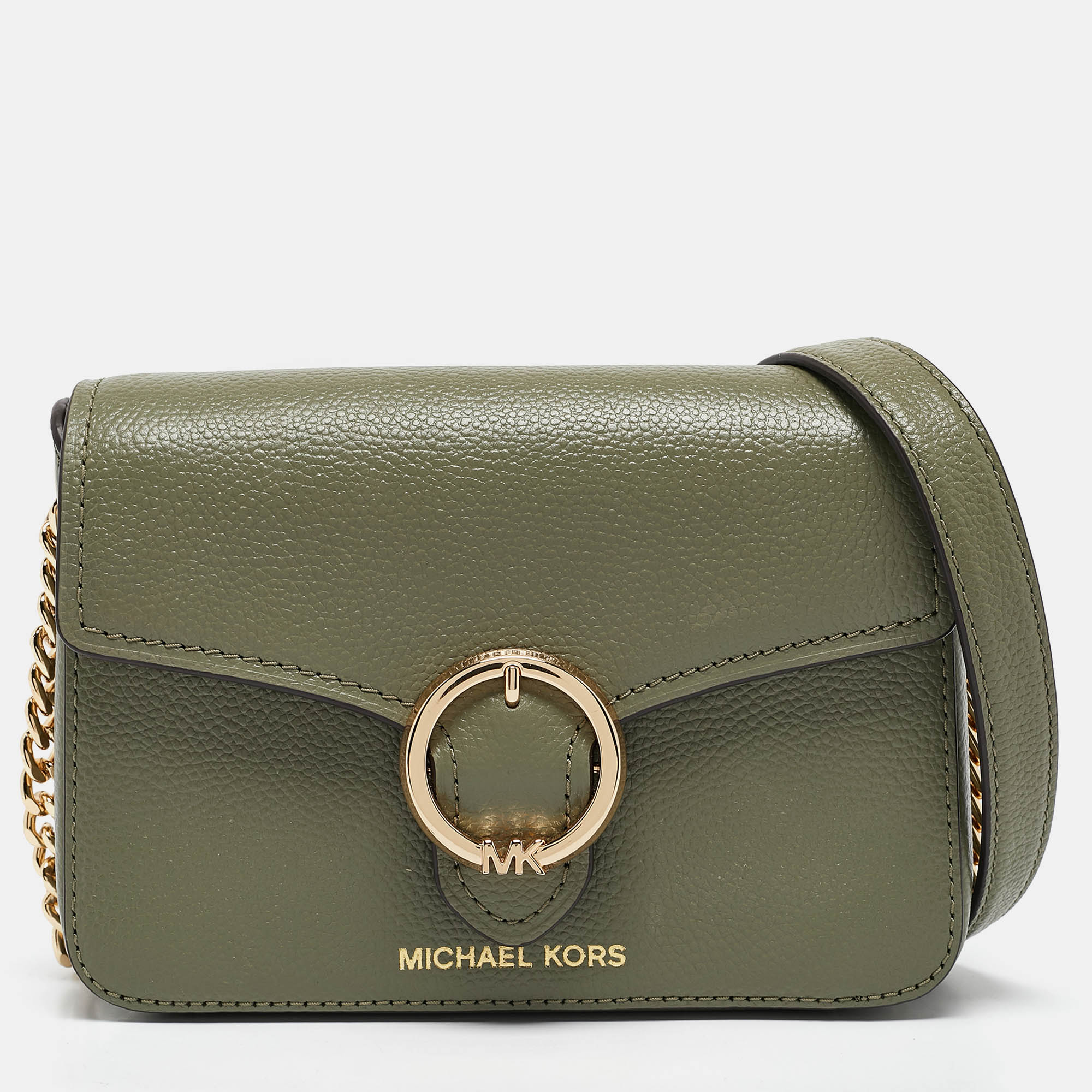 

Michael Kors Olive Green Leather Small Wanda Shoulder Bag