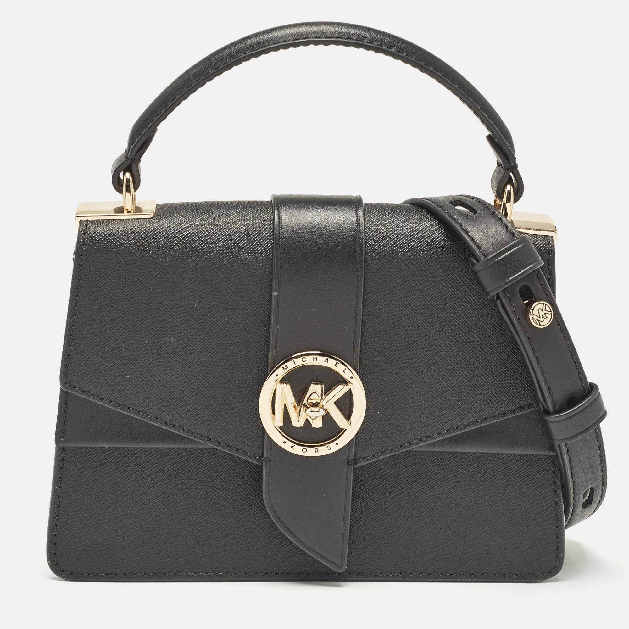 

Michael Kors Black Leather Small Greenwich Shoulder Bag