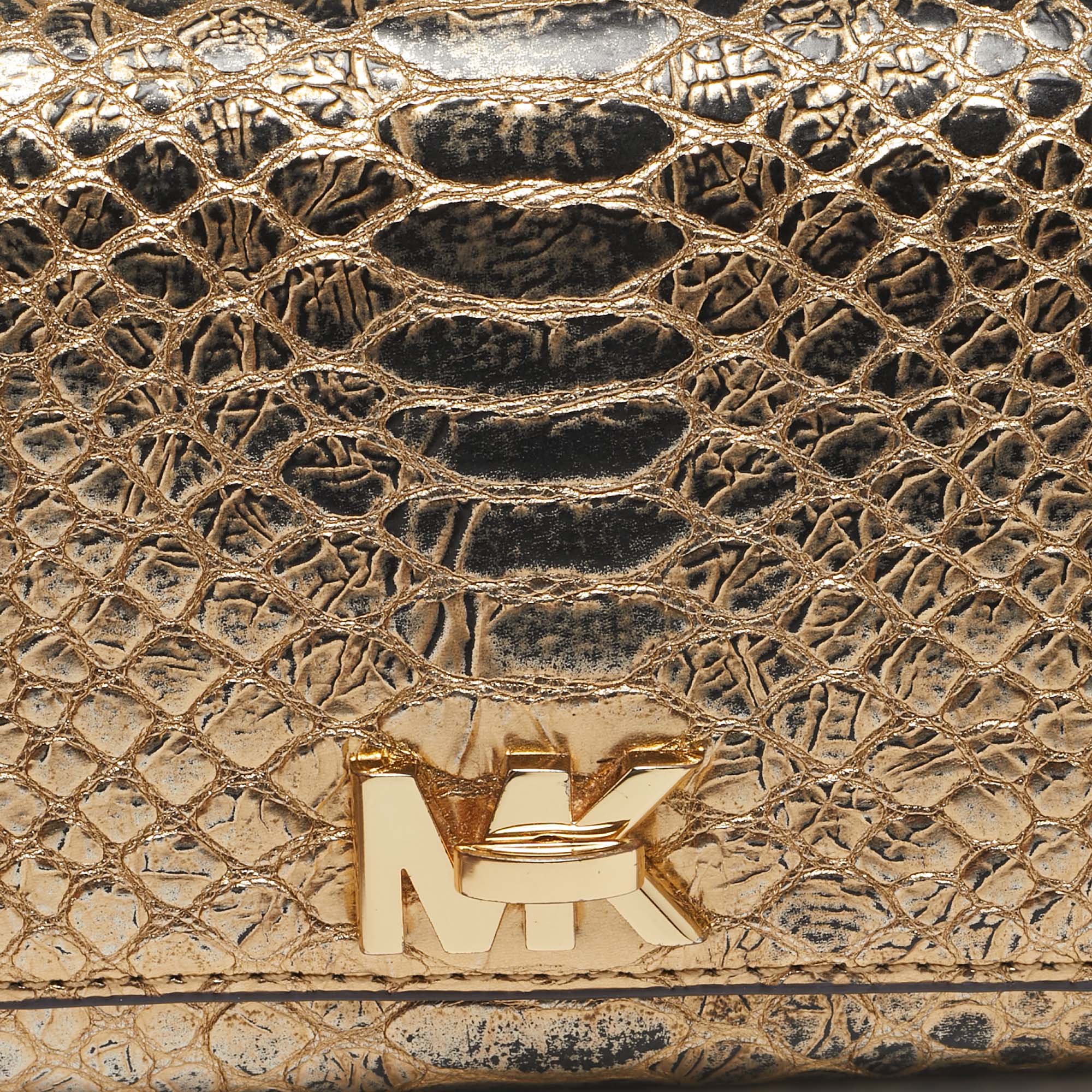 Michael Kors Gold Python Embossed Leather Continental Wallet 