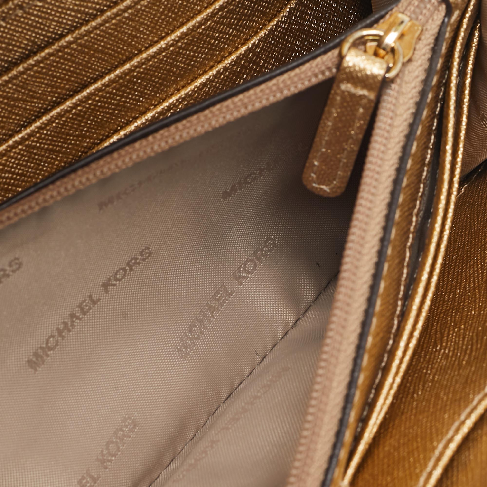 Michael Kors Gold Python Embossed Leather Continental Wallet 